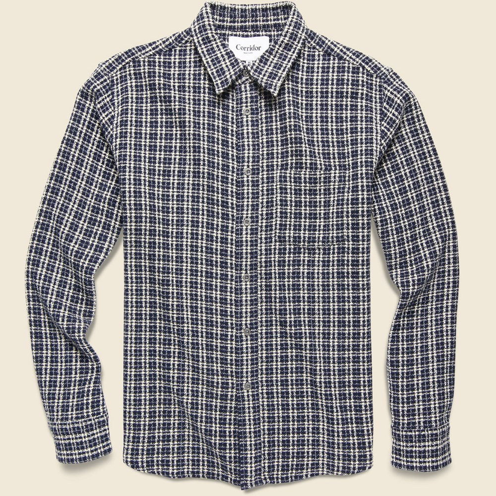 Reverse Tweed Snow Check Shirt - Blue - Corridor - STAG Provisions - Tops - L/S Woven - Plaid
