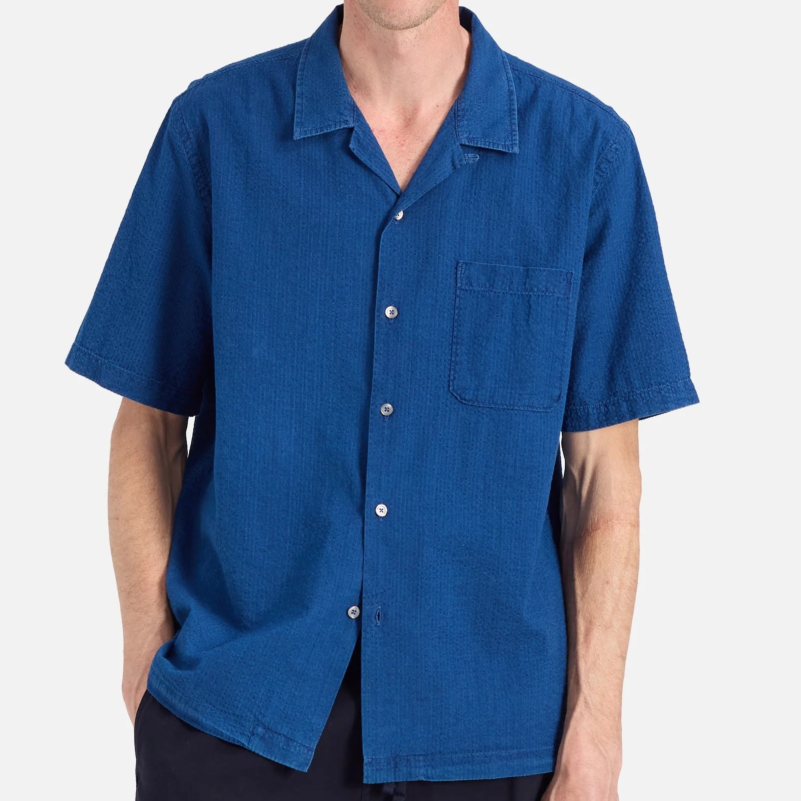 Seersucker Road Shirt - Washed Indigo - Universal Works - STAG Provisions - Tops - S/S Woven - Seersucker