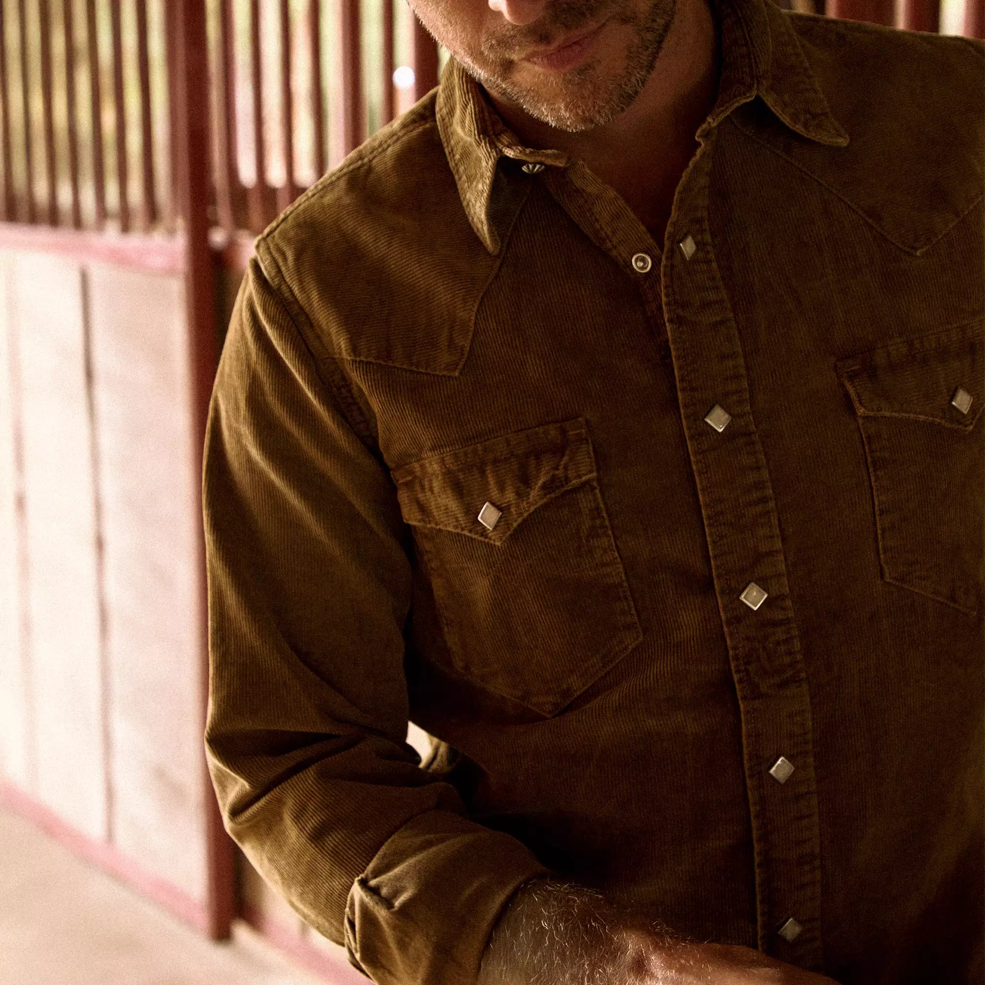 
                          Slim Fit Corduroy Western Shirt - Tan - RRL - STAG Provisions - Tops - L/S Woven - Corduroy
                        
