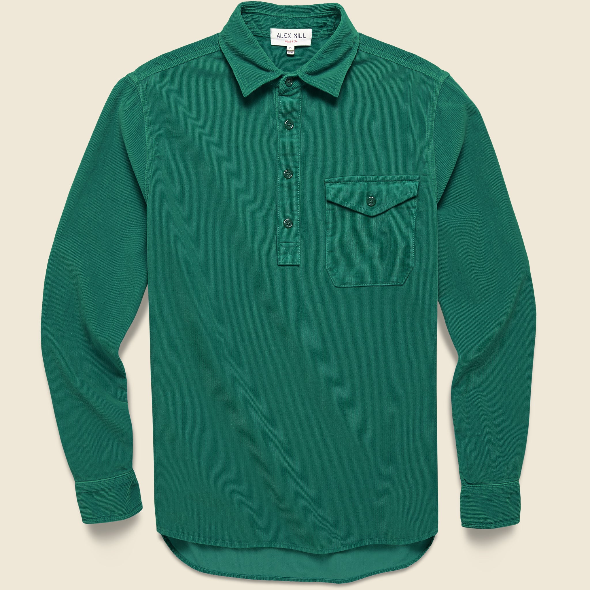 Popover Cord Shirt - Kelly Green