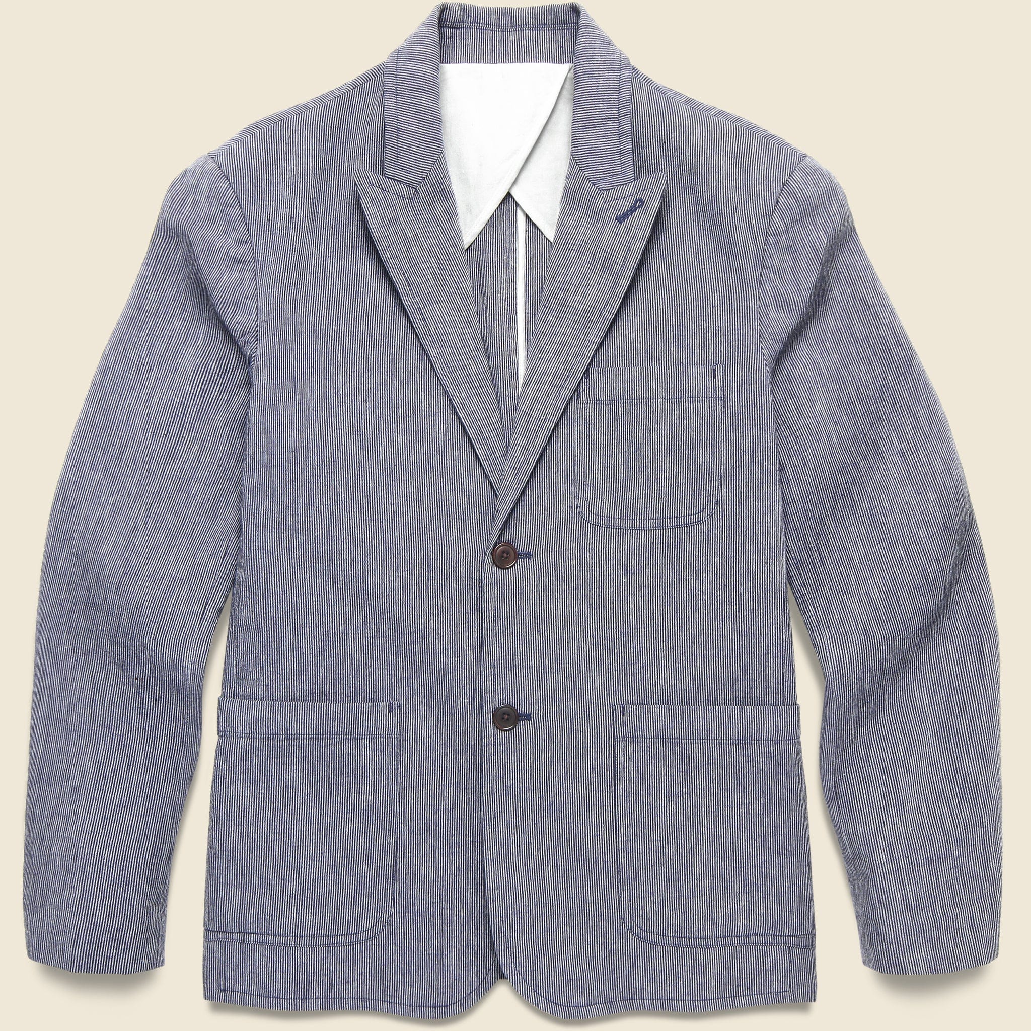 Striped Cotton Linen Mercer Blazer - Navy/Blue/Ivory - Alex Mill - STAG Provisions - Suiting - Sport Coat
