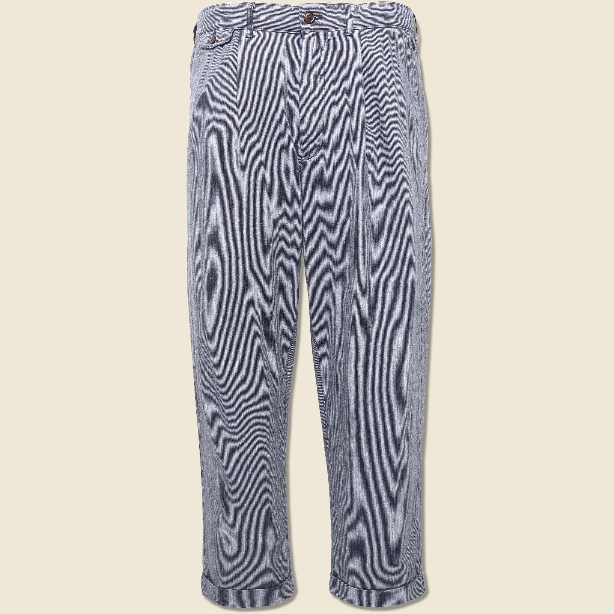 Striped Cotton Linen Pleated Pant - Navy/Blue/Ivory - Alex Mill - STAG Provisions - Suiting - Suit Pant