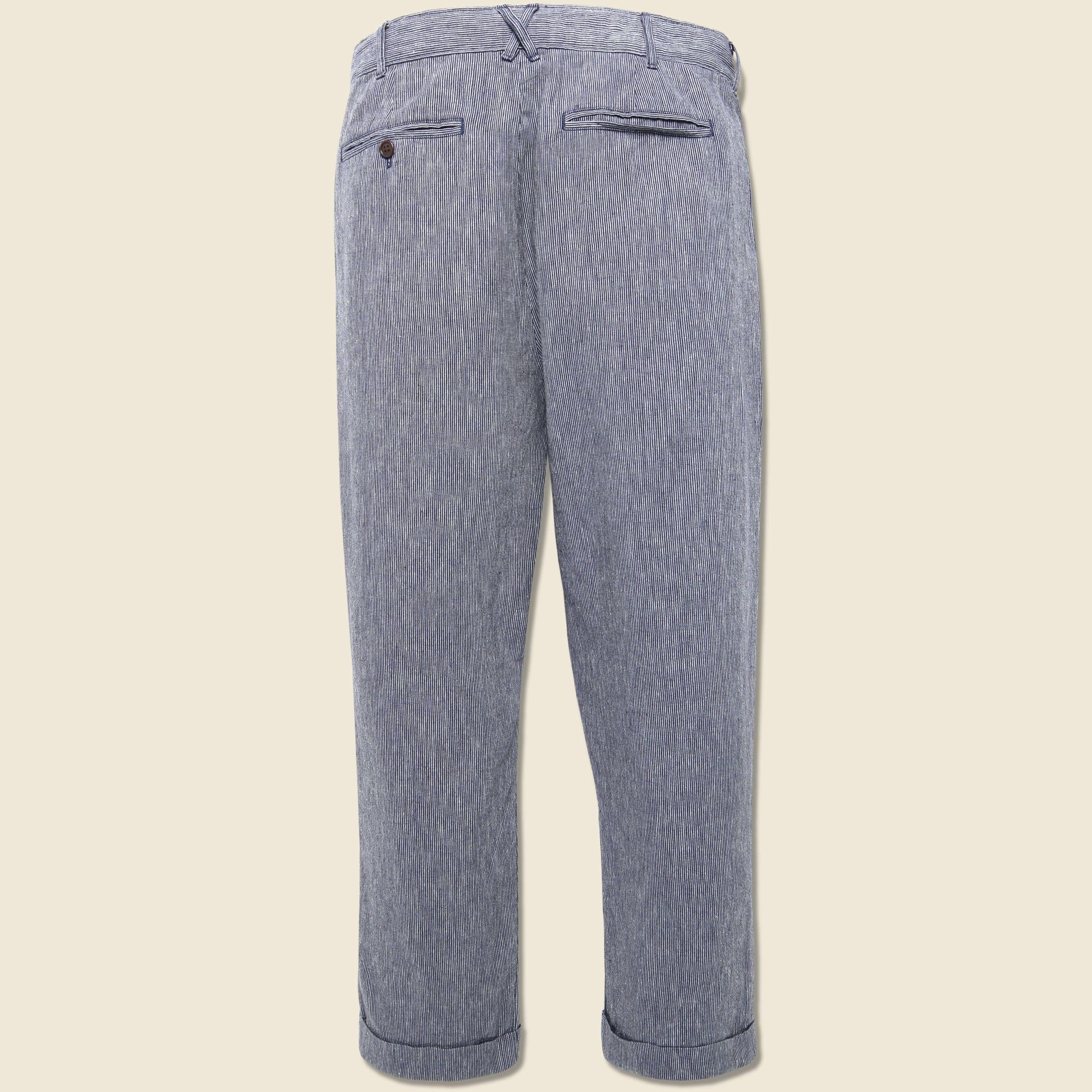 Striped Cotton Linen Pleated Pant - Navy/Blue/Ivory - Alex Mill - STAG Provisions - Suiting - Suit Pant