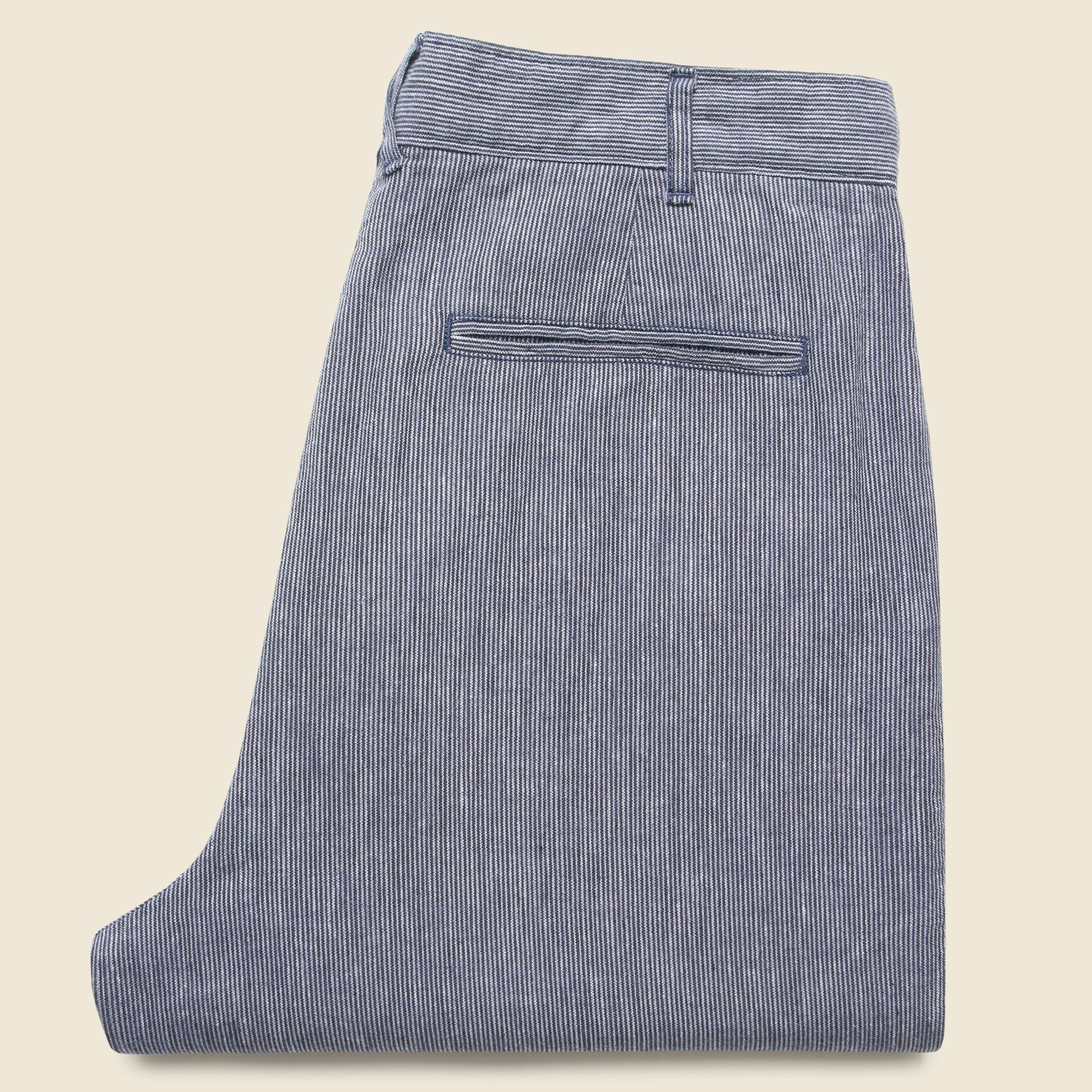 Striped Cotton Linen Pleated Pant - Navy/Blue/Ivory - Alex Mill - STAG Provisions - Suiting - Suit Pant