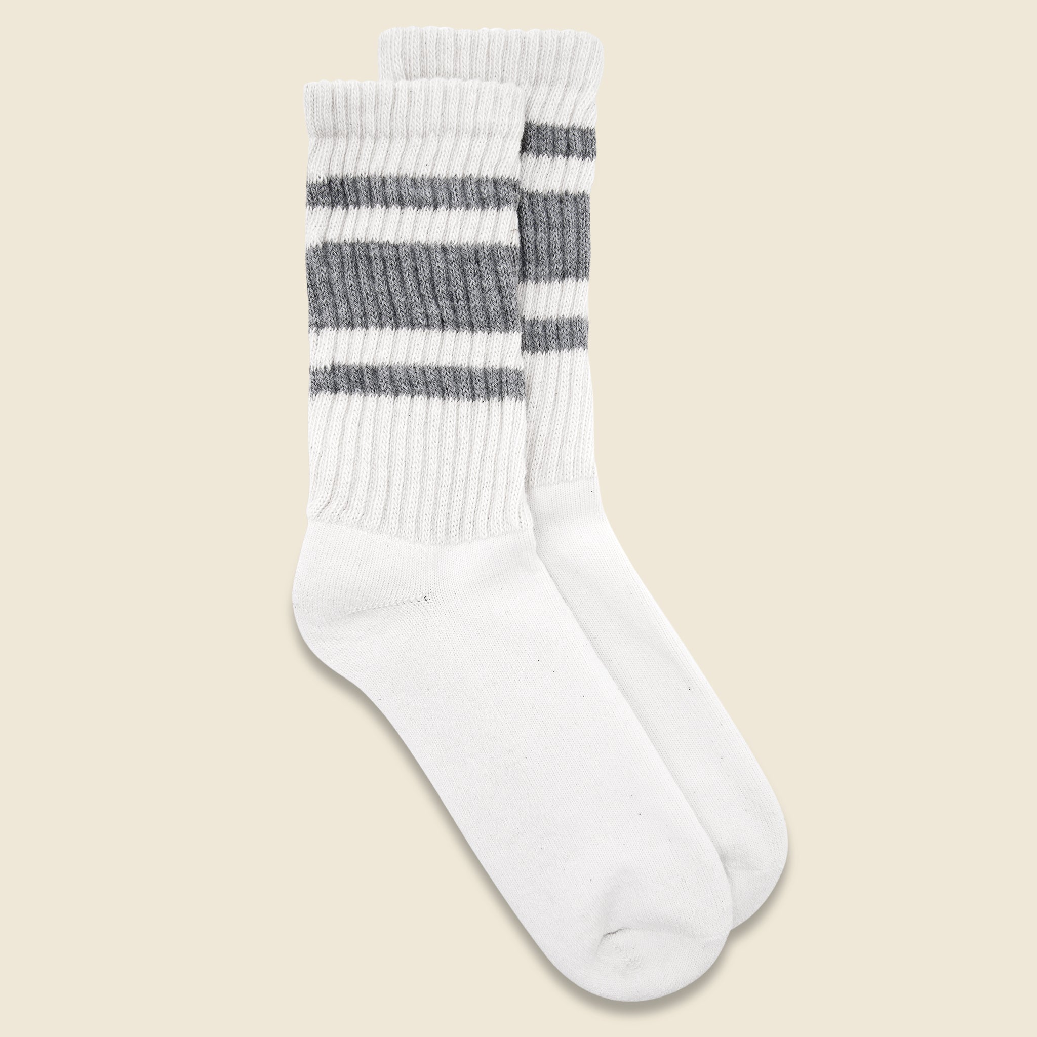 Retro Mono Stripe Crew Sock - Grey