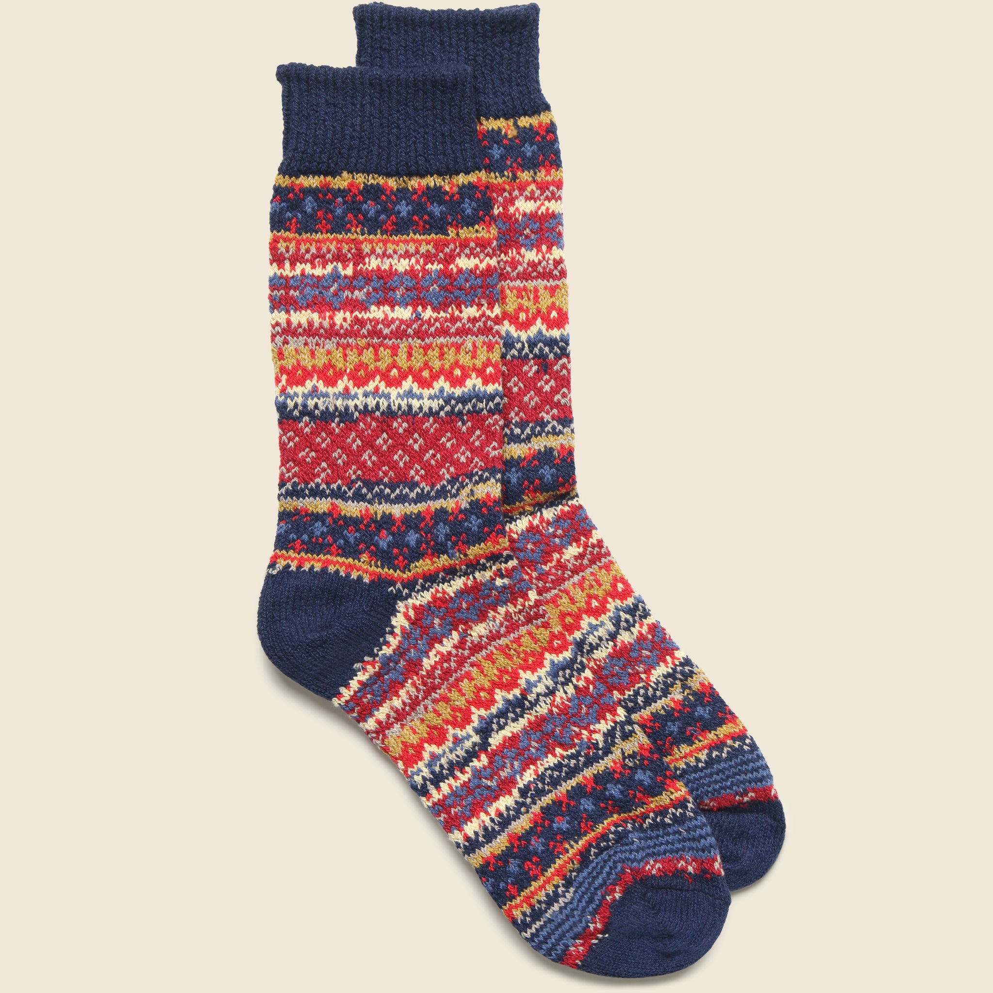 Cotton Fair Isle Crew Sock - Dark Navy - American Trench - STAG Provisions - Accessories - Socks