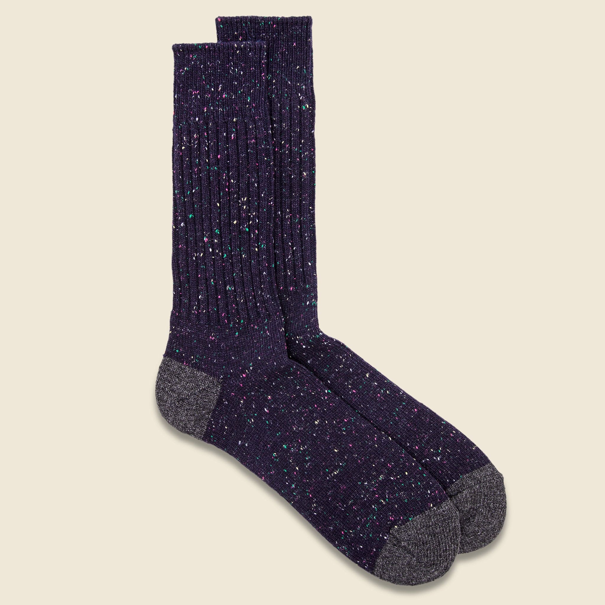 Tweed Nep Crew Sock - Navy Melange - Anonymous Ism - STAG Provisions - Accessories - Socks