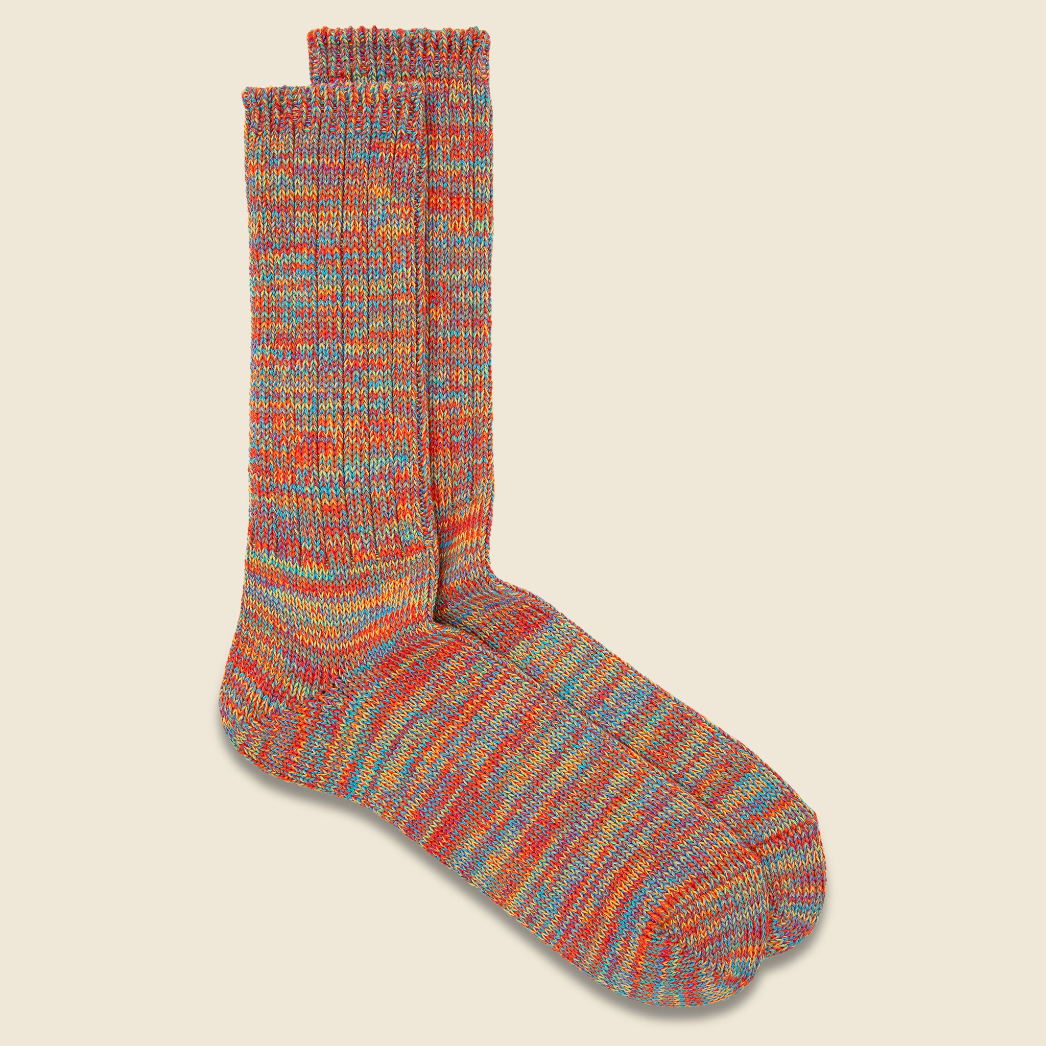 5 Color Mix Crew Sock - Orange/Blue - Anonymous Ism - STAG Provisions - Accessories - Socks