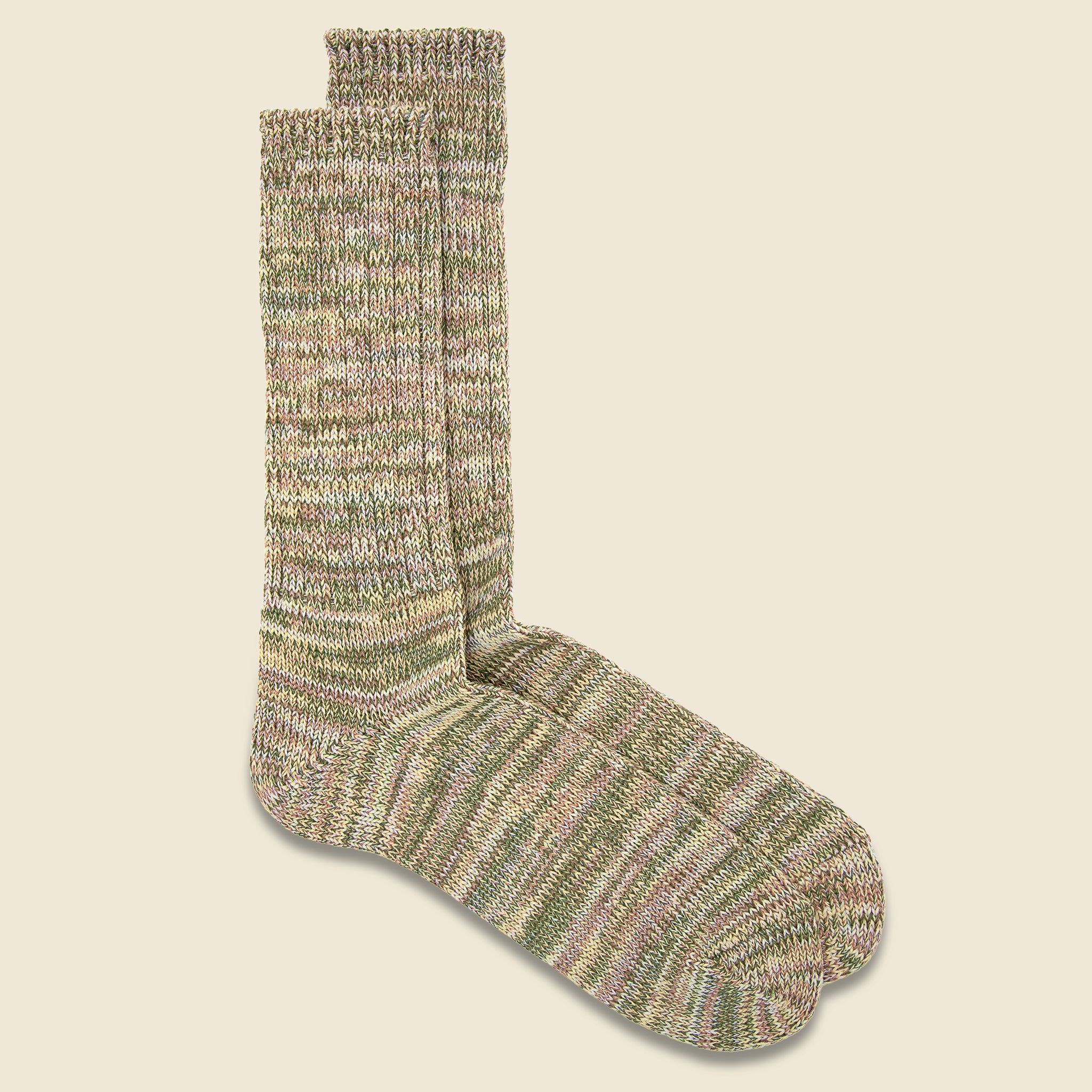 5 Color Mix Crew Sock - Green/Tan - Anonymous Ism - STAG Provisions - Accessories - Socks