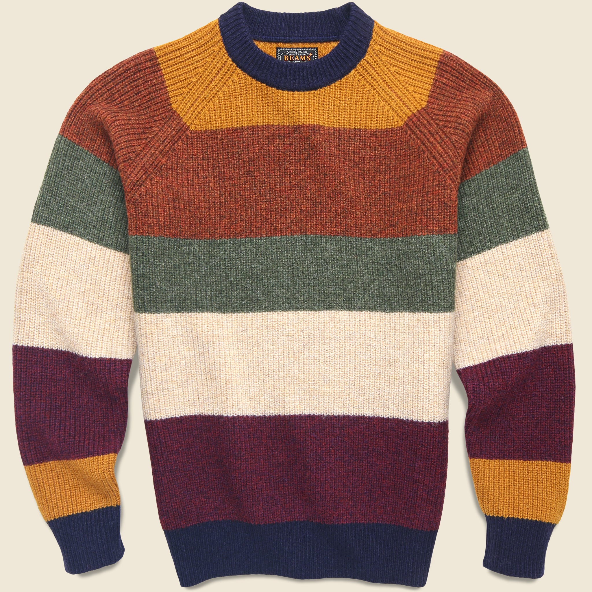 Multi Stripe 5G Crewneck Sweater - Navy