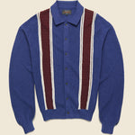 Striped Knit Polo - Blue - BEAMS+ - STAG Provisions - Tops - Sweater