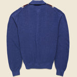 Striped Knit Polo - Blue - BEAMS+ - STAG Provisions - Tops - Sweater