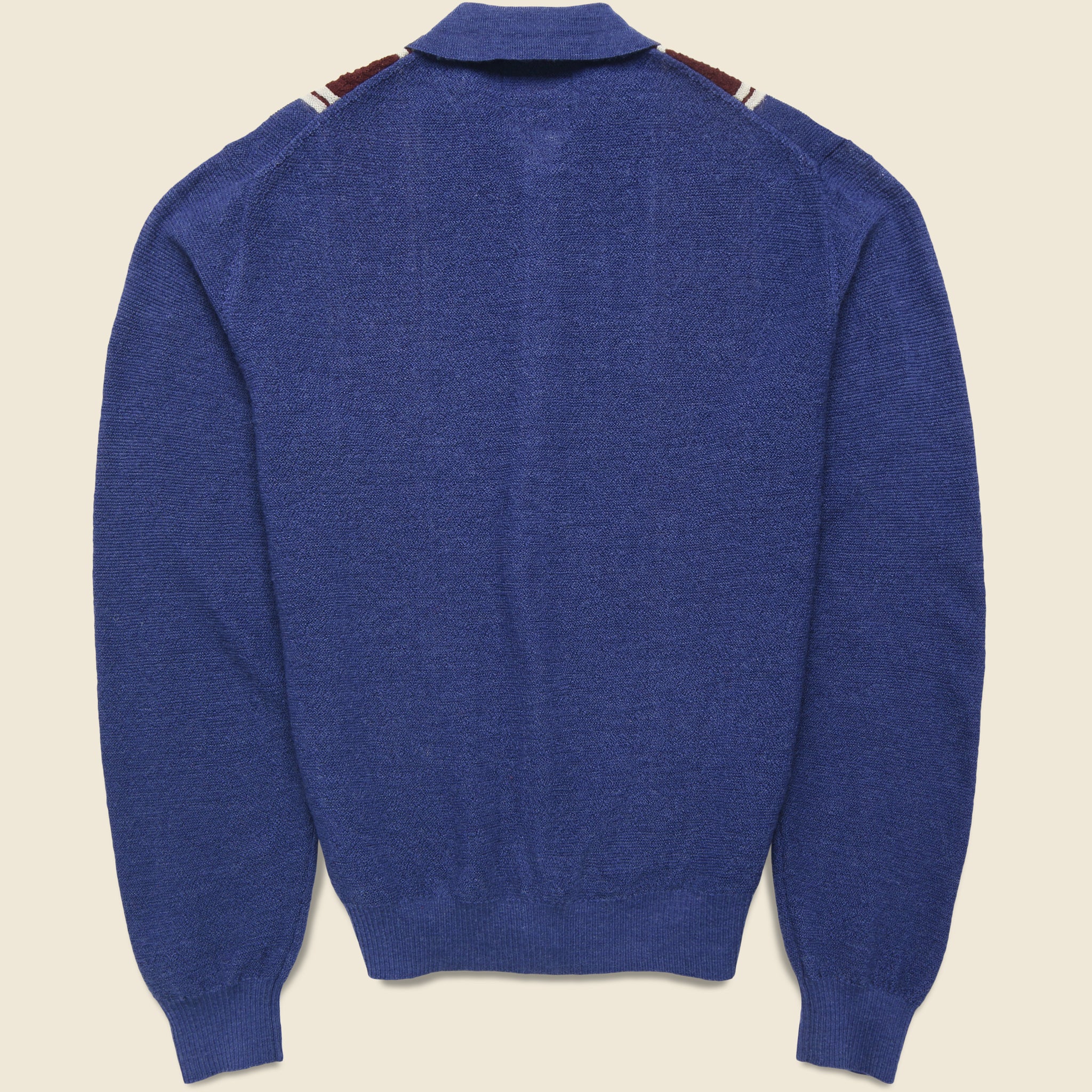 Striped Knit Polo - Blue - BEAMS+ - STAG Provisions - Tops - Sweater