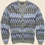 Jacquard Chevron Cardigan - Green - BEAMS+ - STAG Provisions - Tops - Sweater