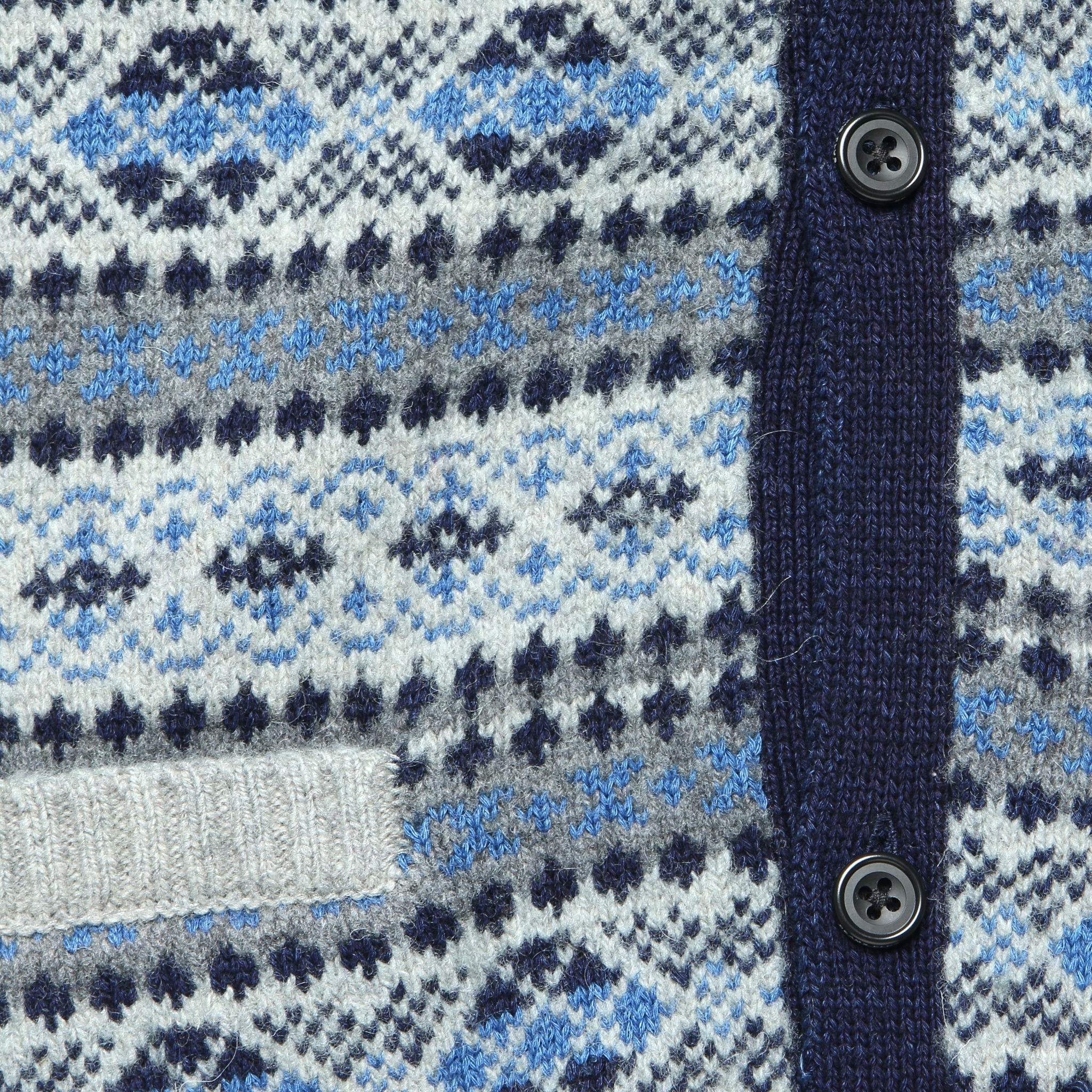 
                          Button Knit Vest - Indigo Fair Isle - BEAMS+ - STAG Provisions - Tops - Sweater
                        