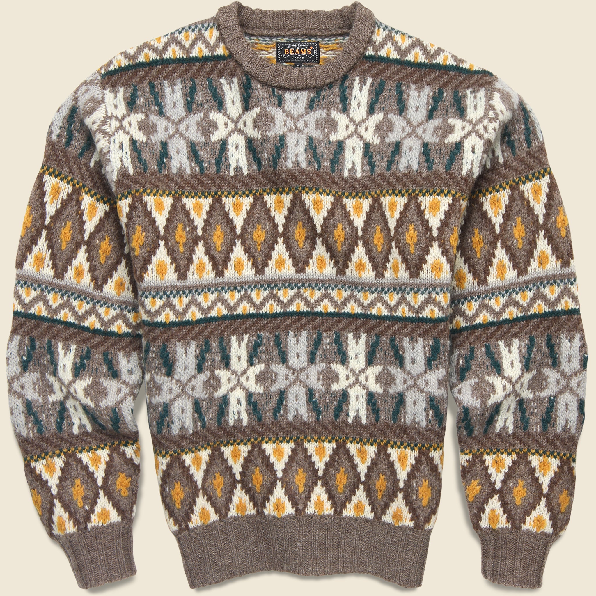 Fair Isle Crew Sweater - Brown - BEAMS+ - STAG Provisions - Tops - Sweater