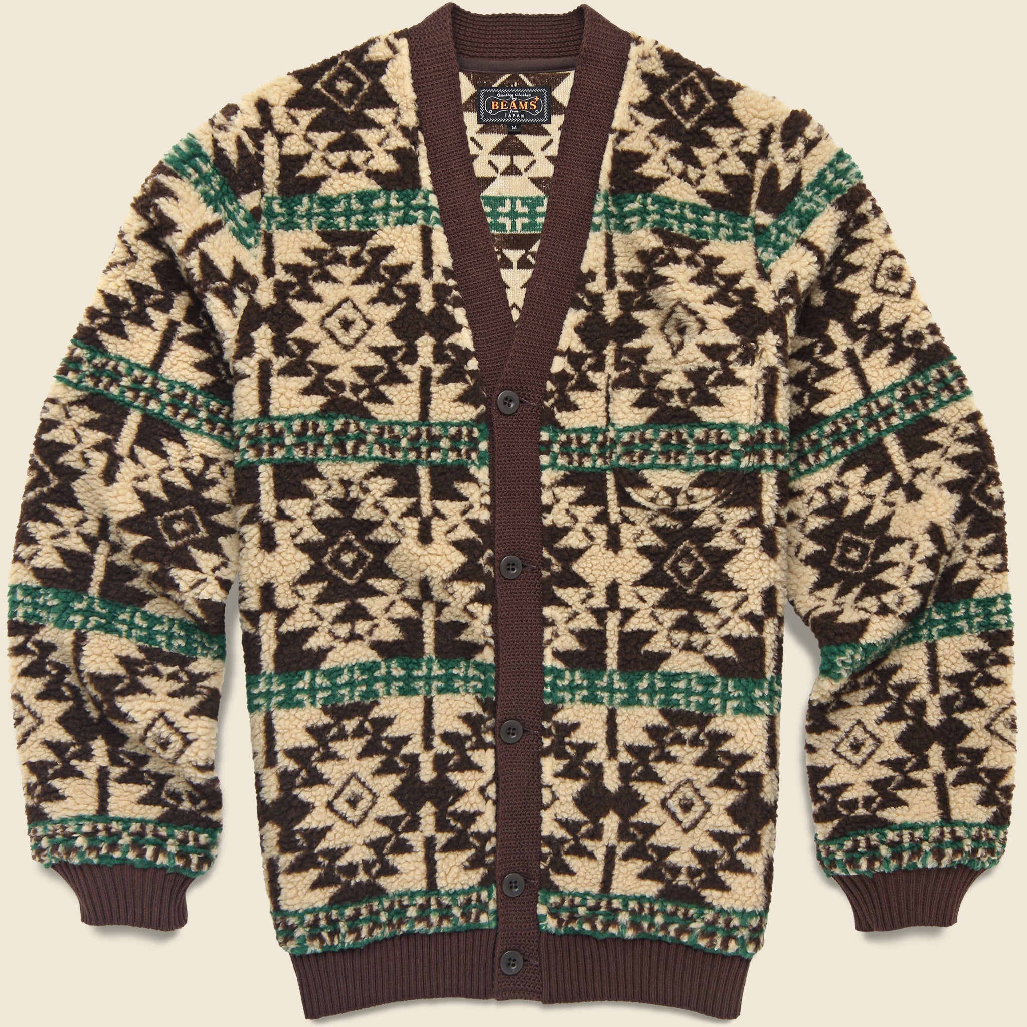 Boa Jacquard Cardigan - Brown - BEAMS+ - STAG Provisions - Tops - Sweater