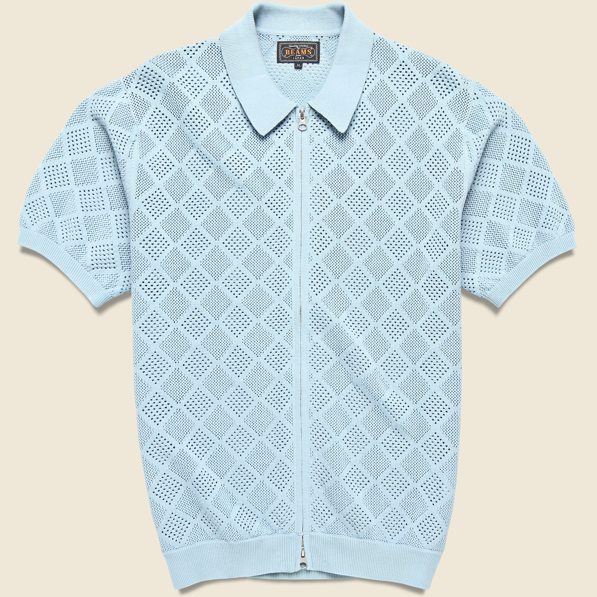 Mesh Zip Polo - Sax - BEAMS+ - STAG Provisions - Tops - S/S Knit