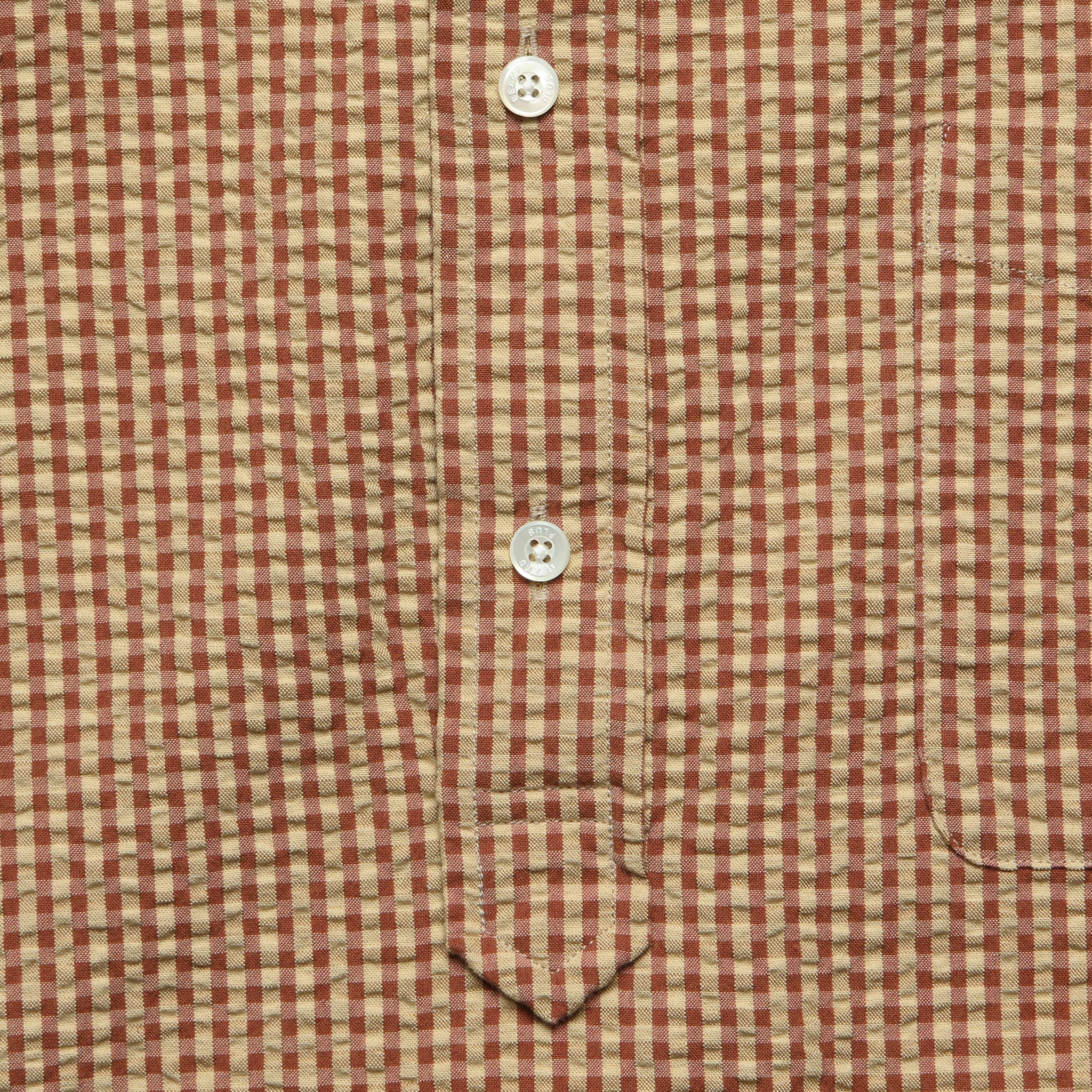 Pullover Short Sleeve Seersucker Shirt - Light Brown - BEAMS+ - STAG Provisions - Tops - S/S Woven - Seersucker