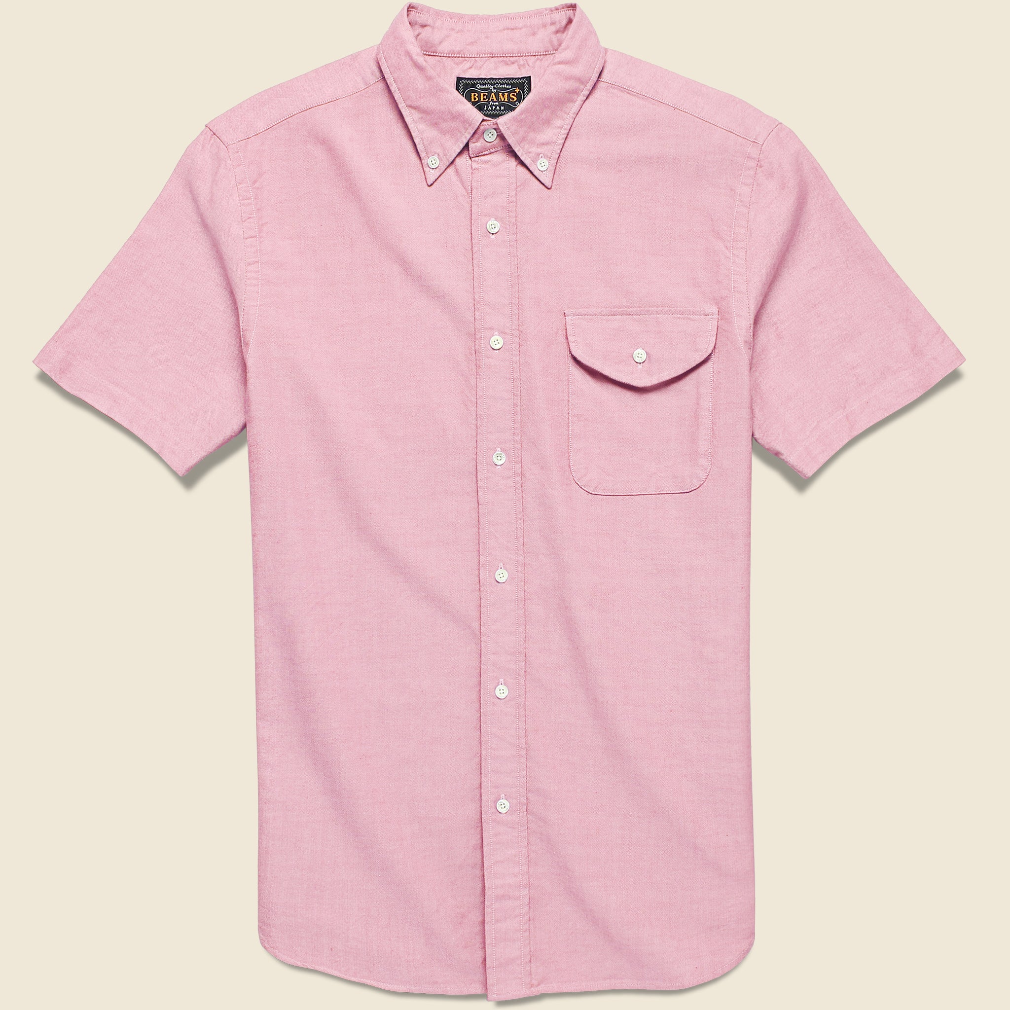Short Sleeve Oxford Shirt - Pink - BEAMS+ - STAG Provisions - Tops - S/S Woven - Solid