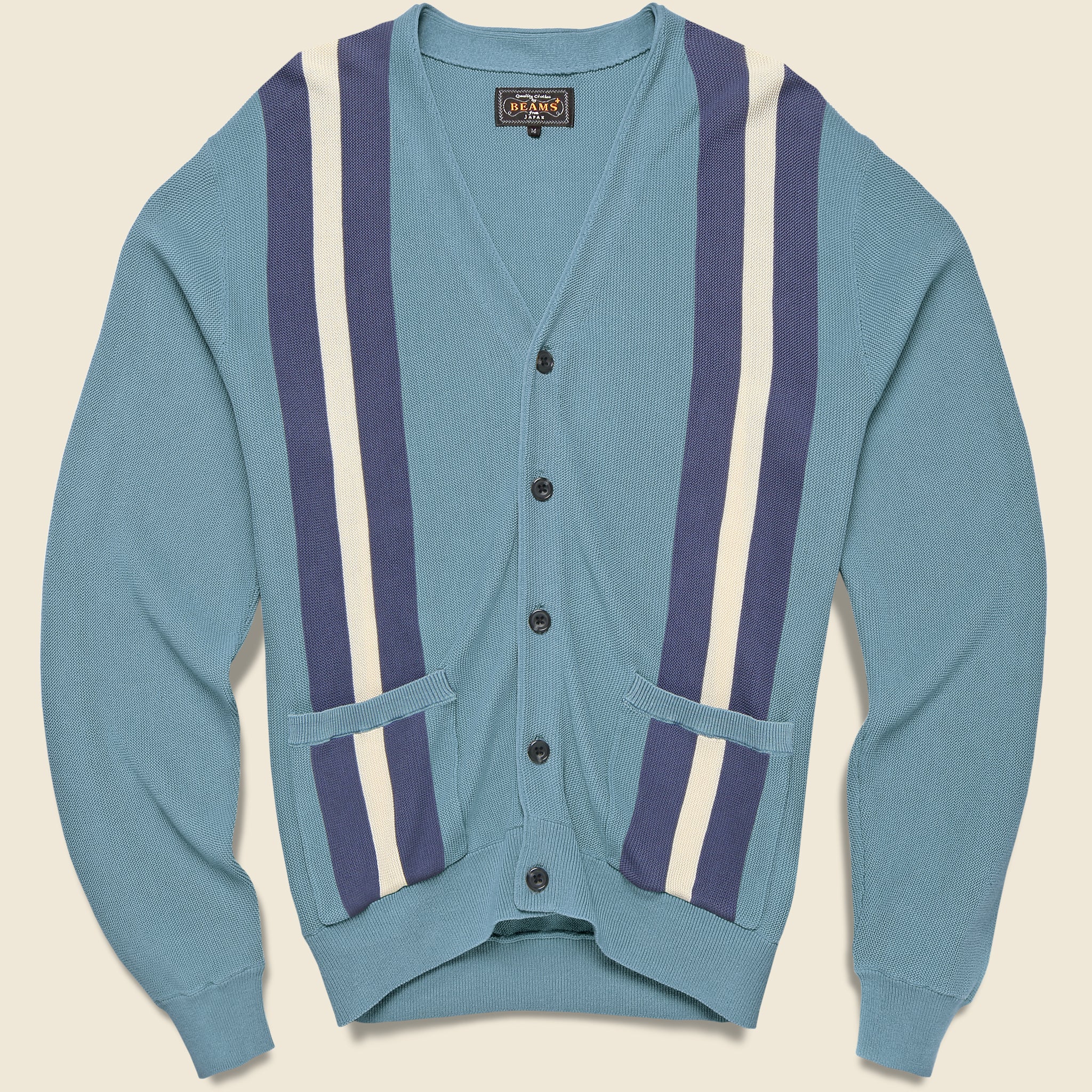 Jacquard Stripe Cardigan - Sax - BEAMS+ - STAG Provisions - Tops - Sweater