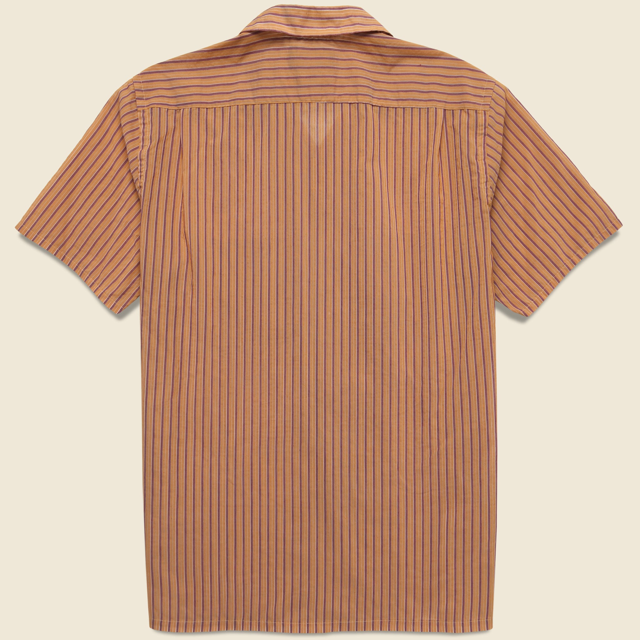 Open Collar Bumpy Stripe Shirt - Orange - BEAMS+ - STAG Provisions - Tops - S/S Woven - Stripe