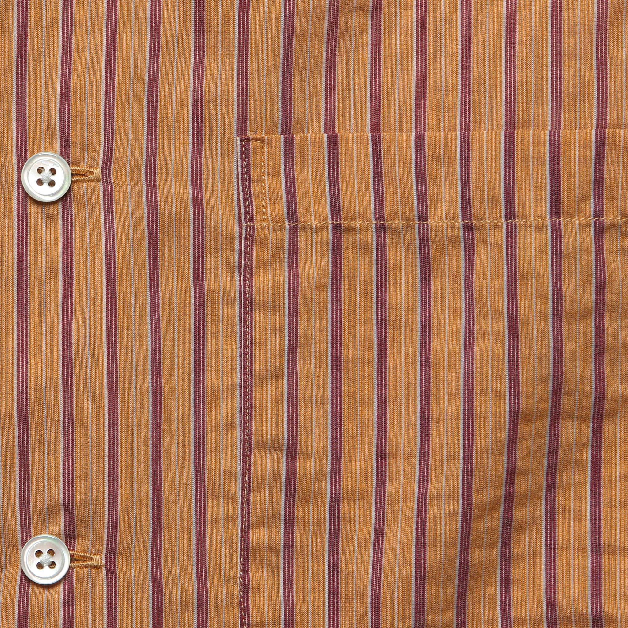 Open Collar Bumpy Stripe Shirt - Orange - BEAMS+ - STAG Provisions - Tops - S/S Woven - Stripe