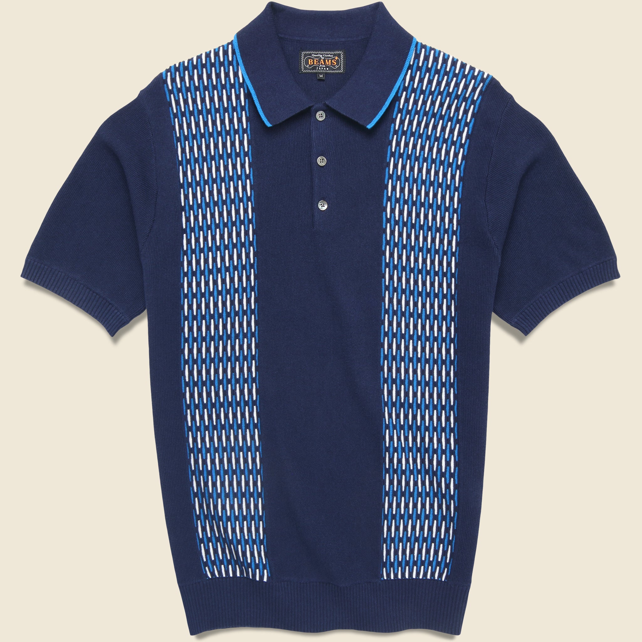 Jacquard Knit Polo - Navy - BEAMS+ - STAG Provisions - Tops - S/S Knit