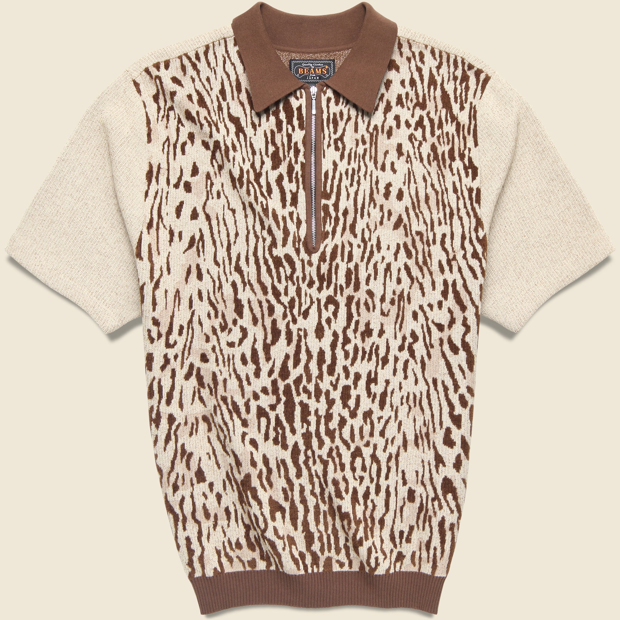 Half Zip Knit Polo - Giraffe - BEAMS+ - STAG Provisions - Tops - S/S Knit