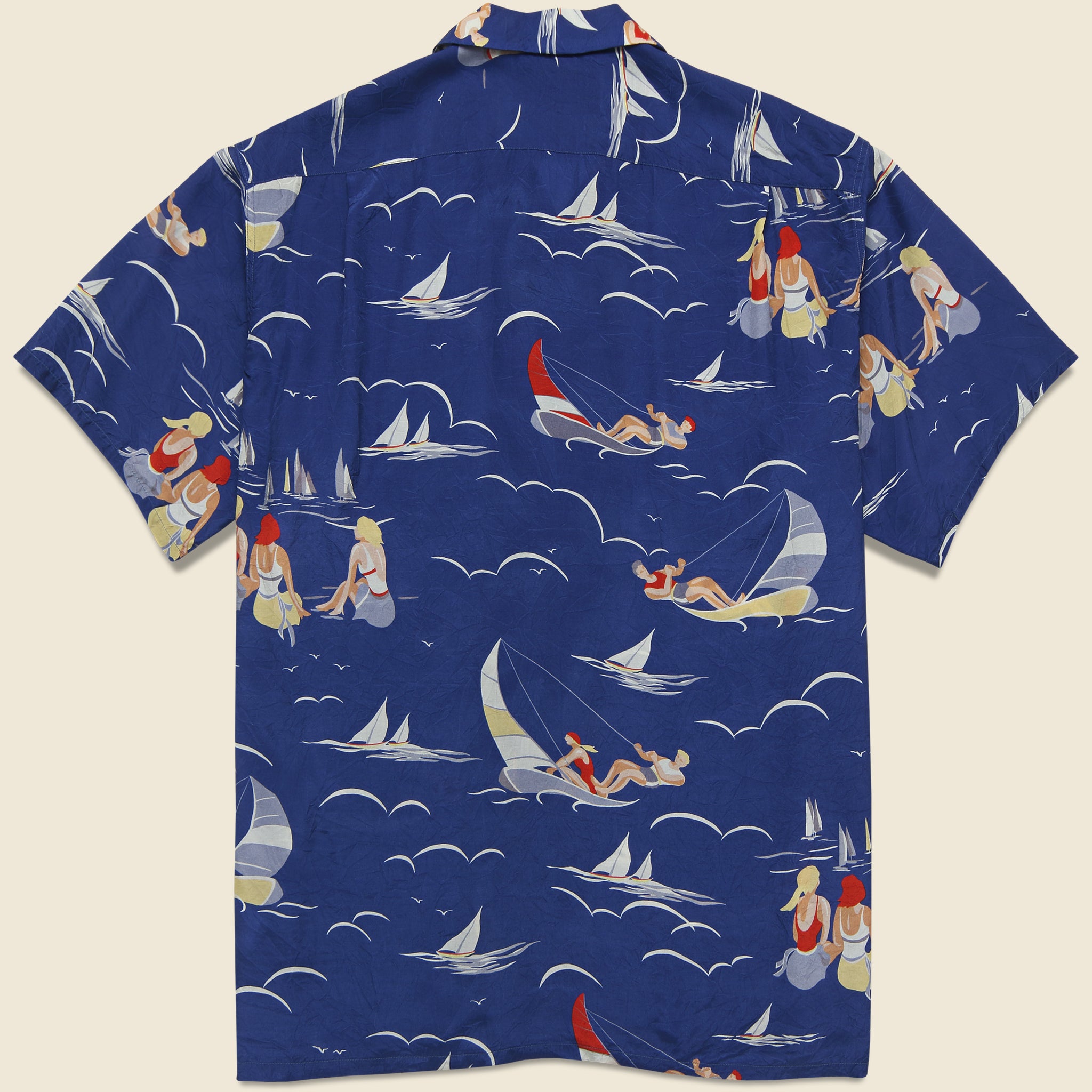 Open Collar Sailing Print Shirt - Blue - BEAMS+ - STAG Provisions - Tops - S/S Woven - Other Pattern