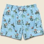 5.5" Cowboy Print Swim Trunks - Light Blue - Bather - STAG Provisions - Shorts - Swim