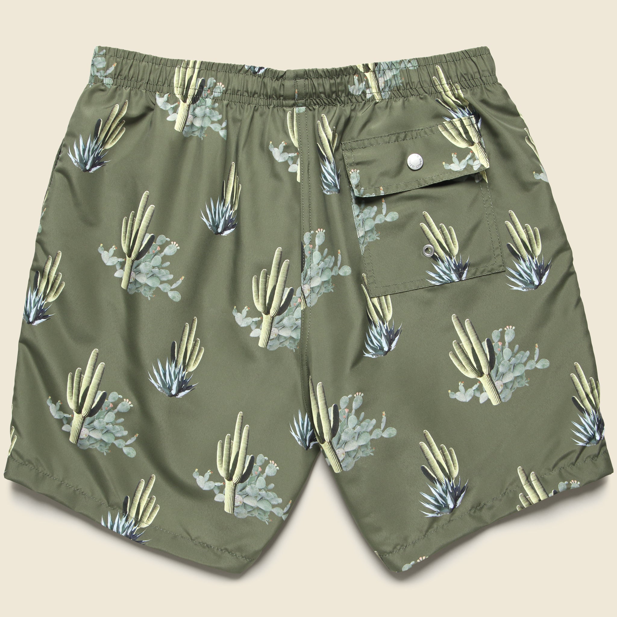 5.5" Cactus Print Swim Trunks - Dark Green - Bather - STAG Provisions - Shorts - Swim