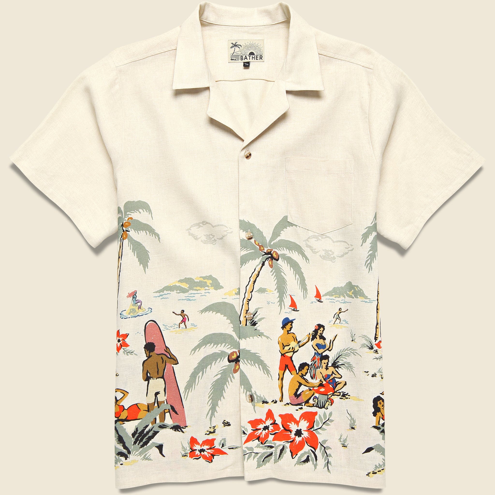 Trippin Beach Camp Shirt - Natural - Bather - STAG Provisions - Tops - S/S Woven - Other Pattern