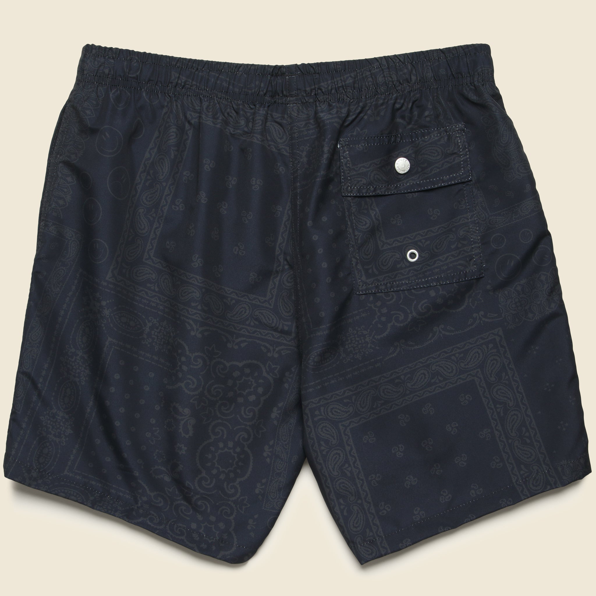 5.5" Tonal Bandana Stripe Swim Trunks - Black - Bather - STAG Provisions - Shorts - Swim
