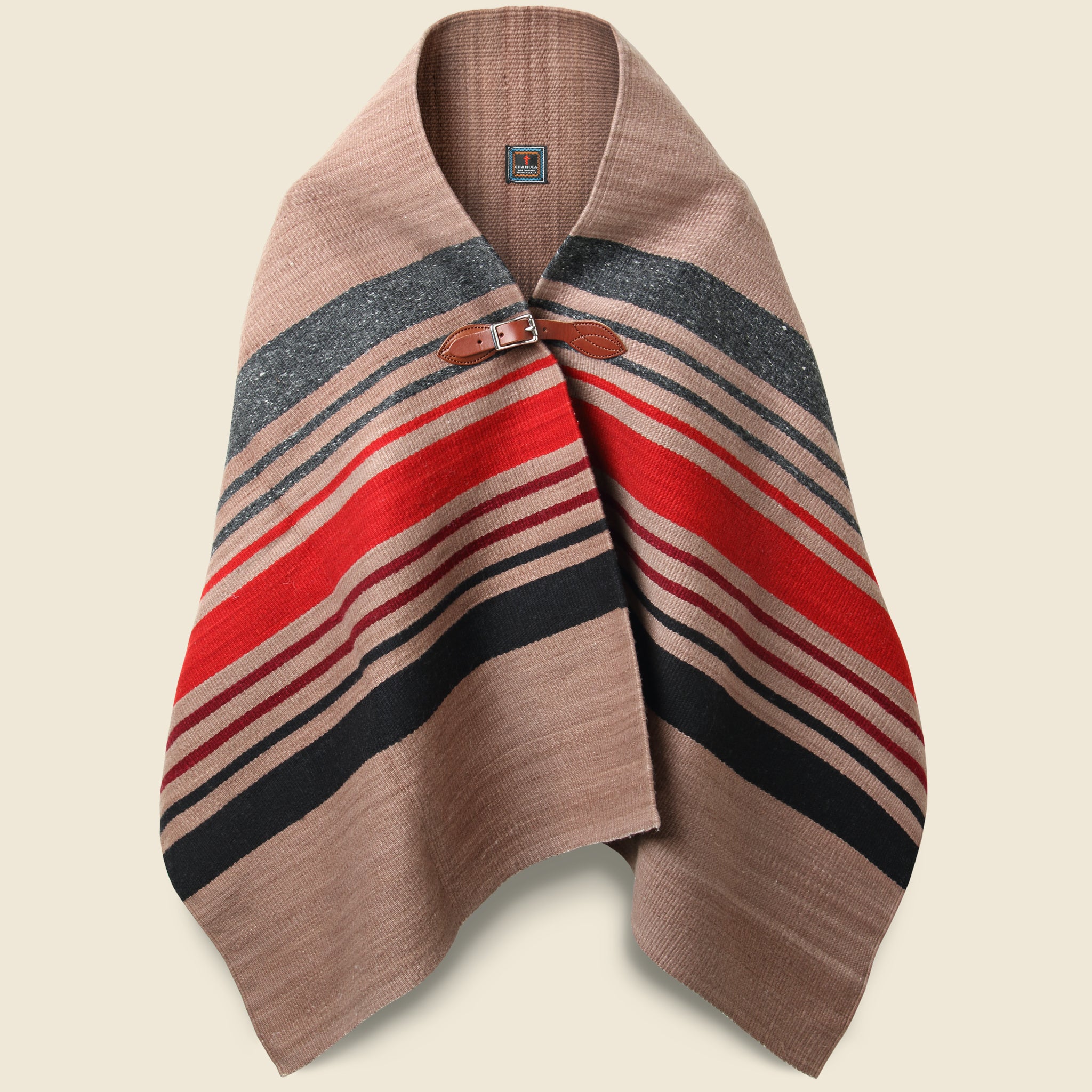 Merino Wool Blanket Poncho - Dark Beige Multi - Chamula - STAG Provisions - Outerwear - Coat / Jacket