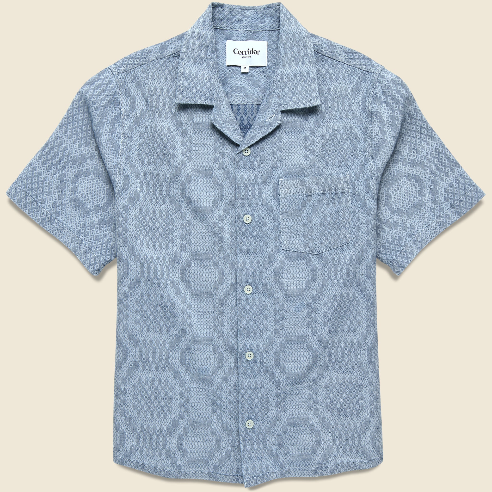 Diamond Jacquard Camp Shirt - Multi - Corridor - STAG Provisions - Tops - S/S Woven - Other Pattern