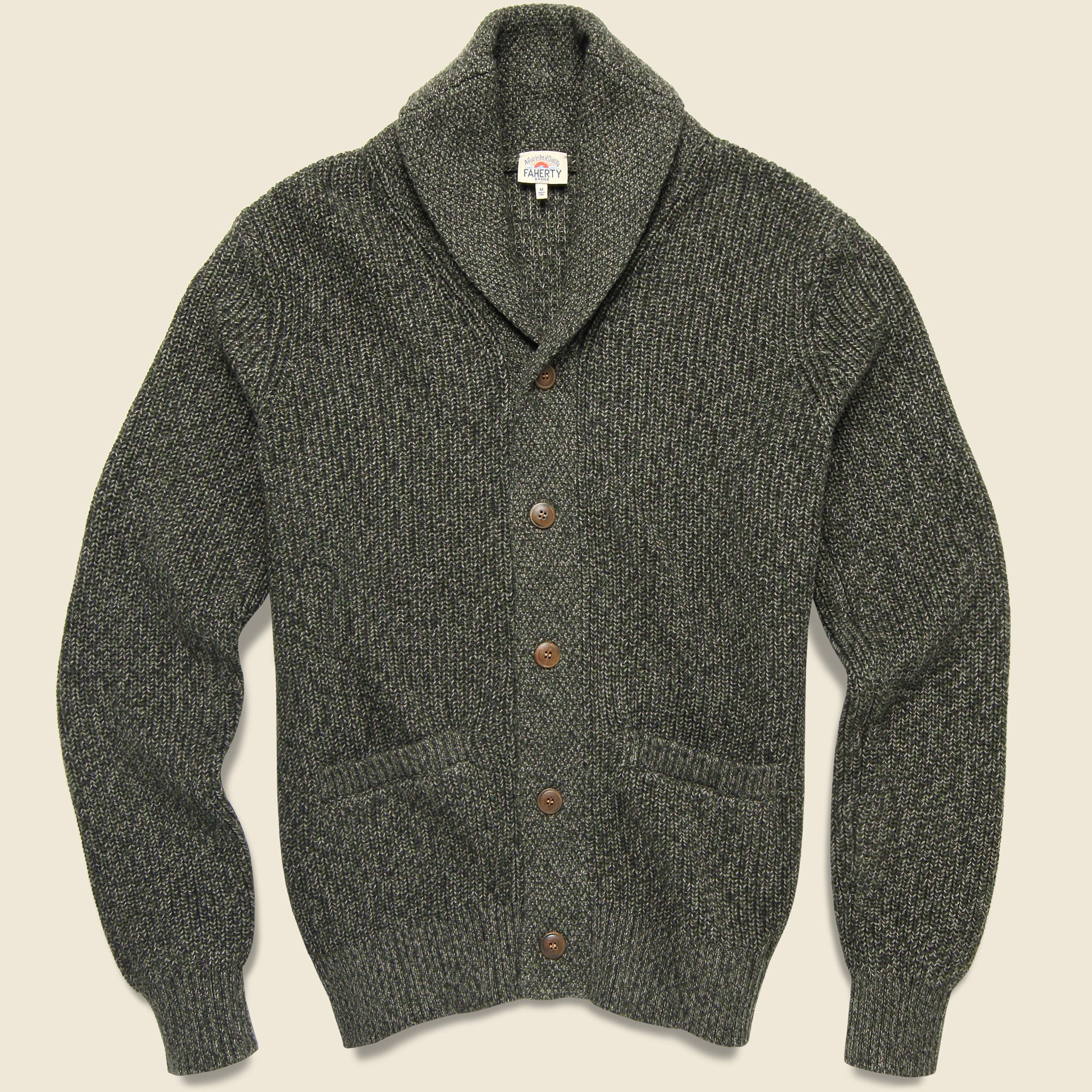 Marled Cotton Cardigan - Olive Peak Marl - Faherty - STAG Provisions - Tops - Sweater