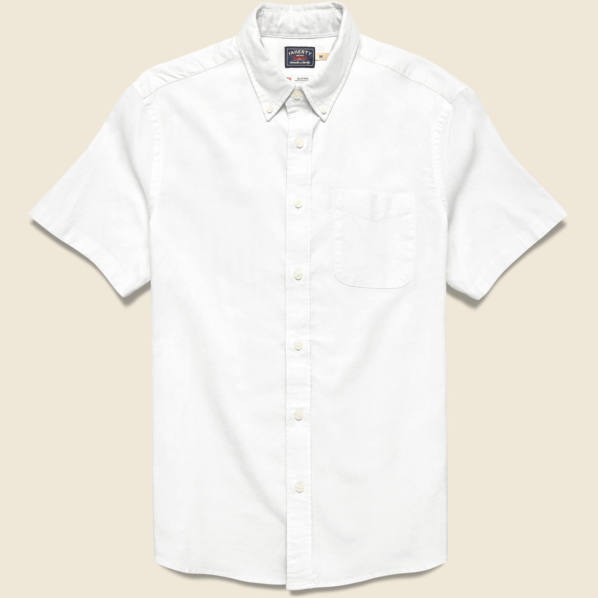 Short Sleeve Supima Oxford Shirt - Pure White - Faherty - STAG Provisions - Tops - S/S Woven - Solid