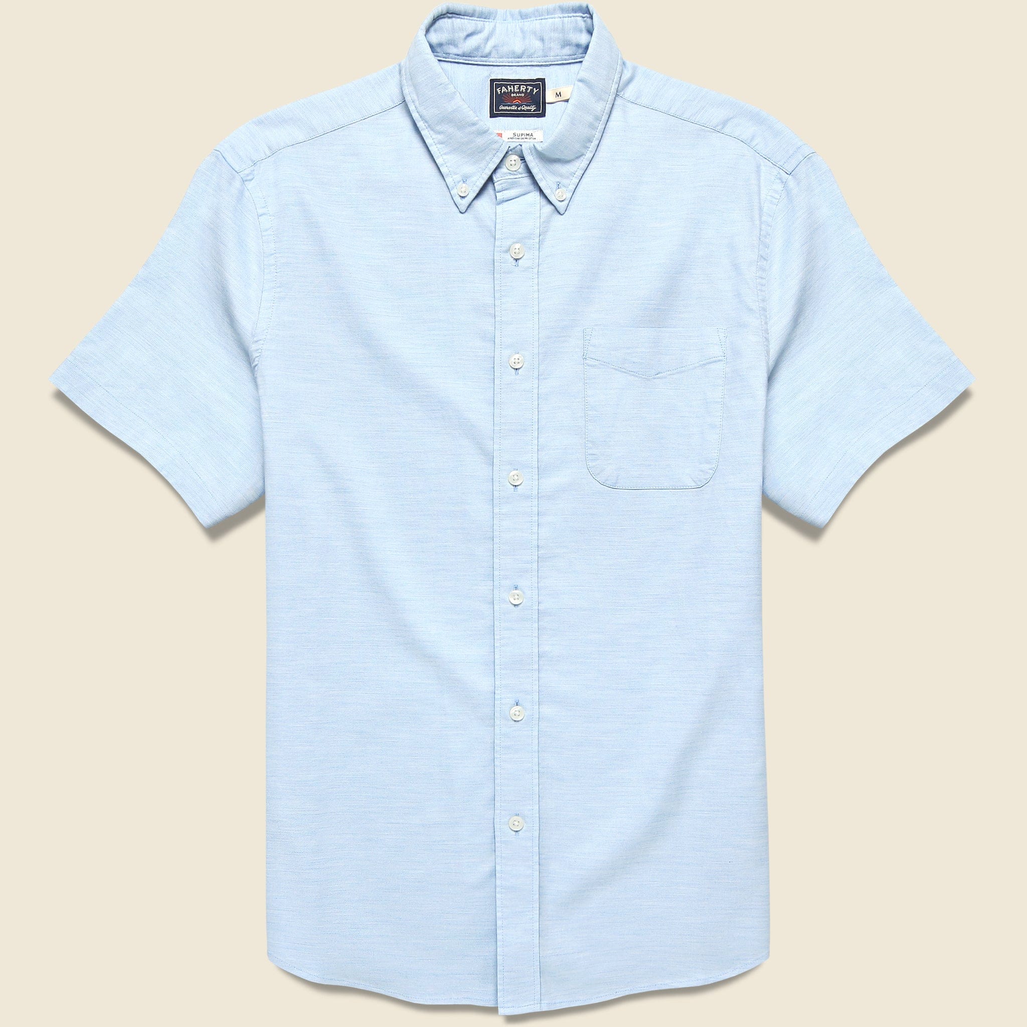 Short Sleeve Supima Oxford Shirt - Blue Heather - Faherty - STAG Provisions - Tops - S/S Woven - Solid