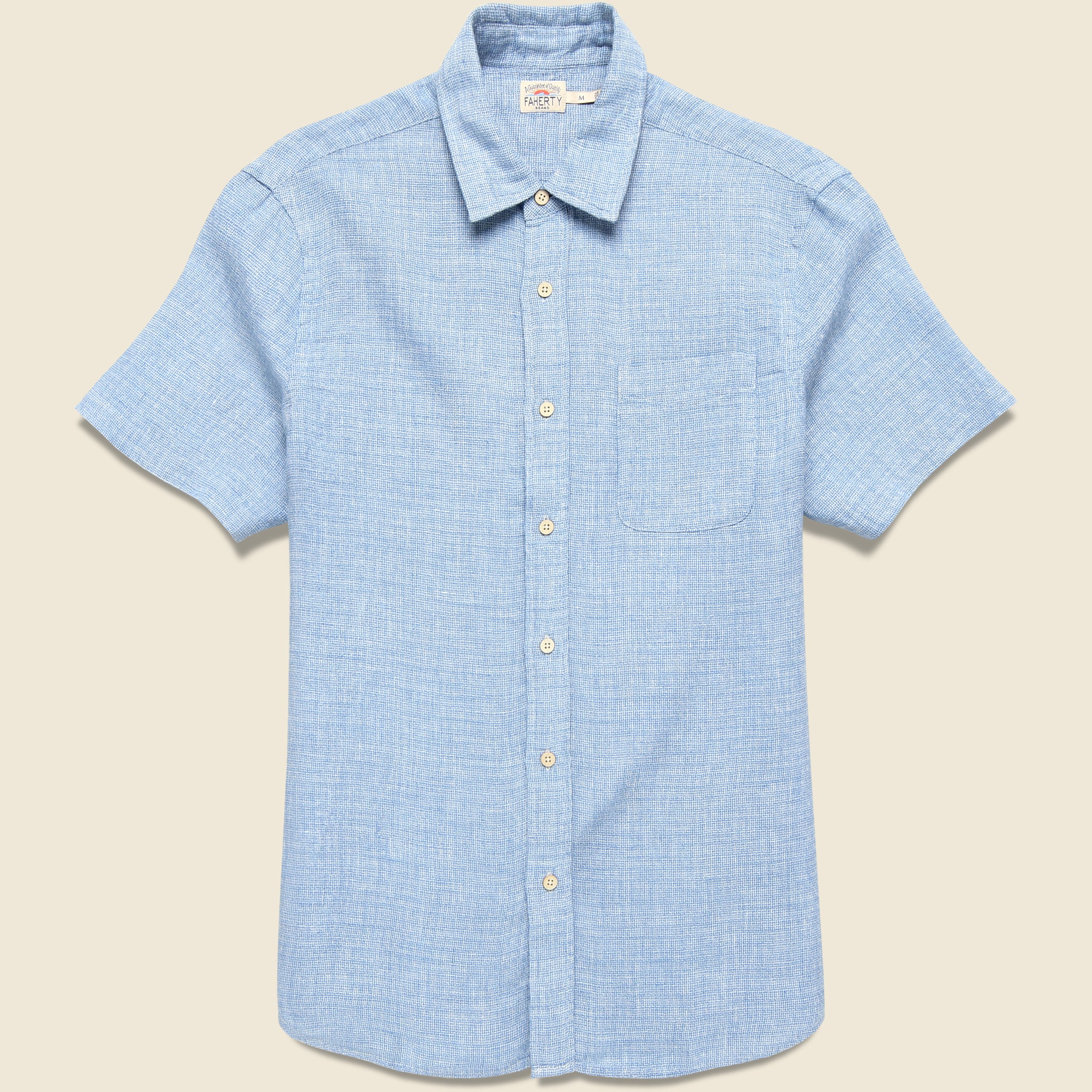 Palma Linen Shirt - Blue Basketweave - Faherty - STAG Provisions - Tops - S/S Woven - Solid