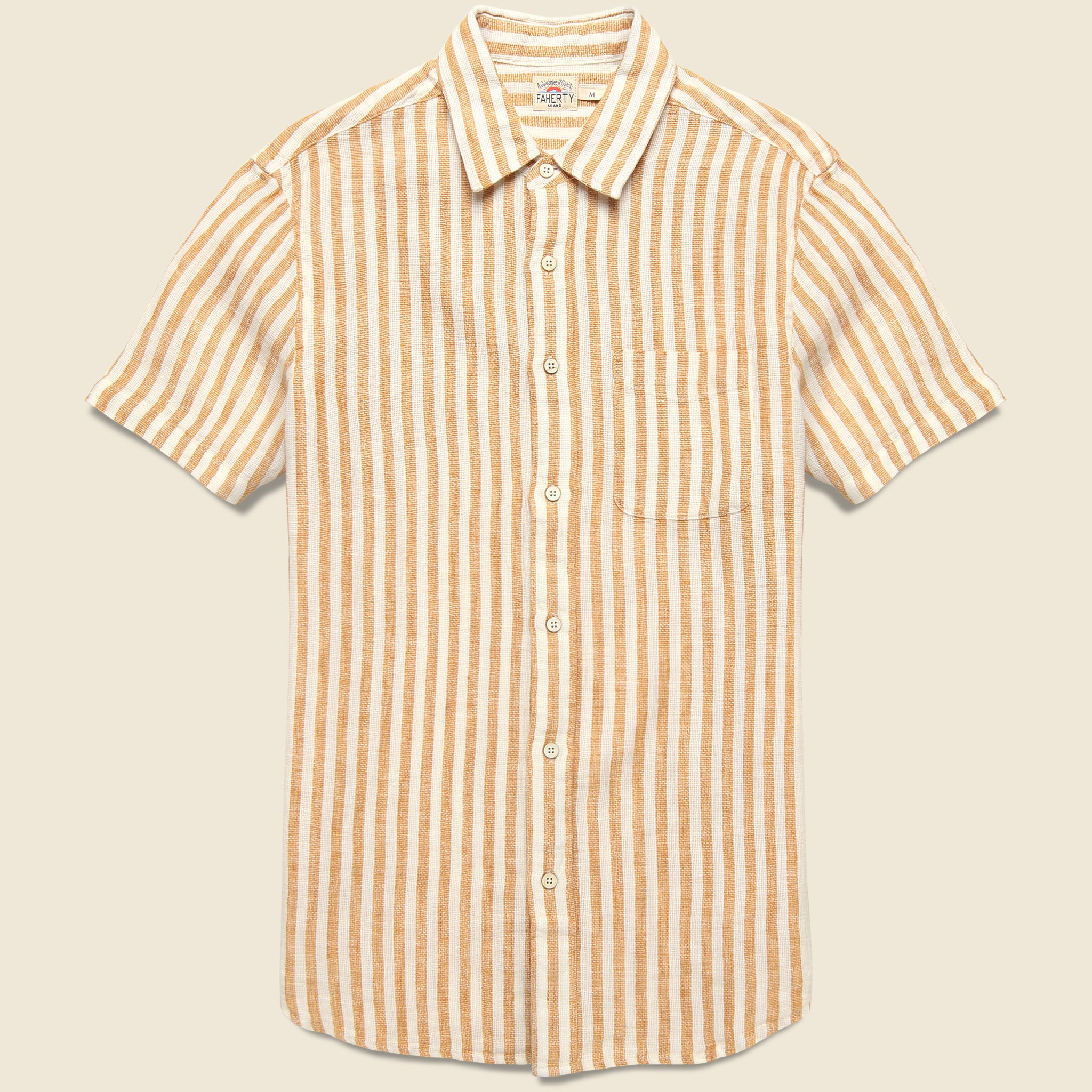 Palma Linen Shirt - Ivory Stripe - Faherty - STAG Provisions - Tops - S/S Woven - Stripe