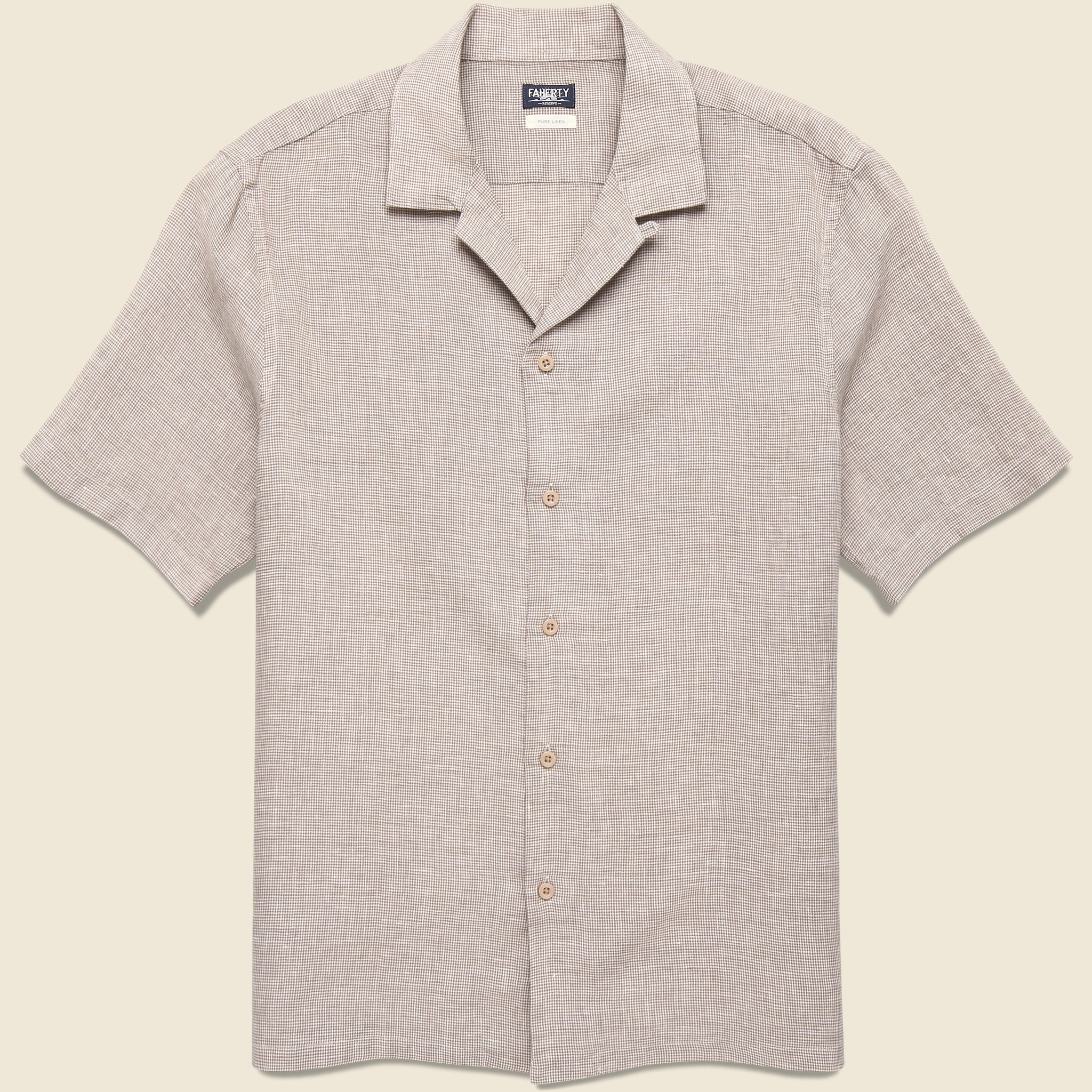 Laguna Camp Shirt - Khaki Pincheck - Faherty - STAG Provisions - Tops - S/S Woven - Other Pattern