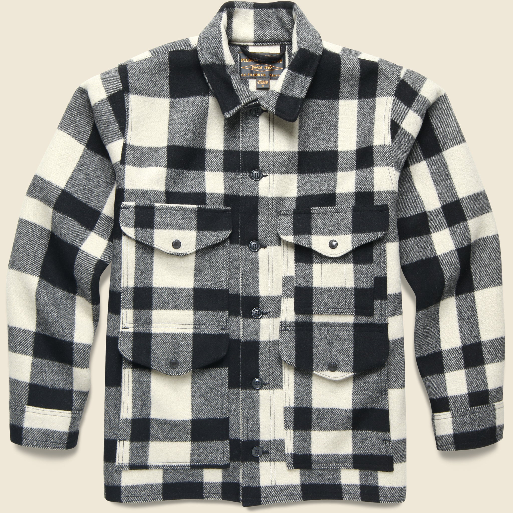 Mackinaw Wool Cruiser Jacket - Natural/Black Heritage Plaid - Filson - STAG Provisions - Outerwear - Coat / Jacket