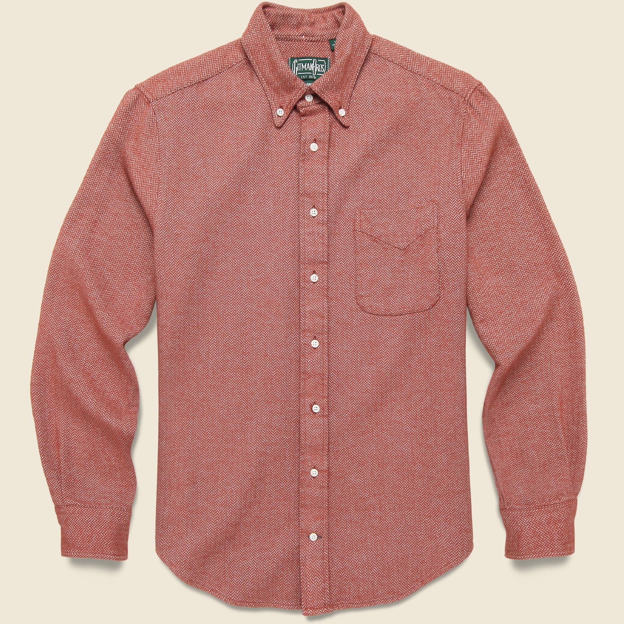 Herringbone Flannel - Red - Gitman Vintage - STAG Provisions - Tops - L/S Woven - Other Pattern