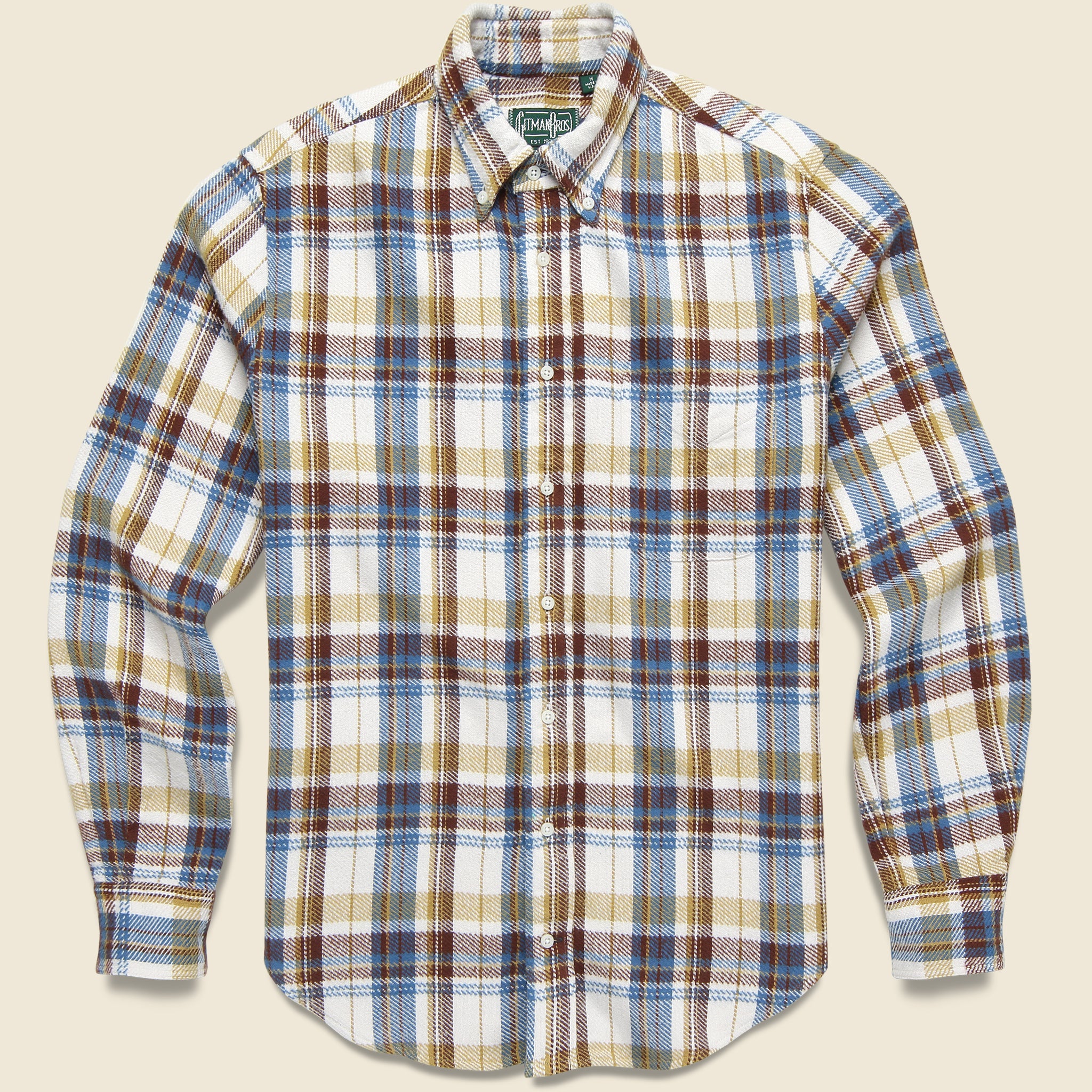 Brushed Triple Yarn Flannel - White - Gitman Vintage - STAG Provisions - Tops - L/S Woven - Plaid