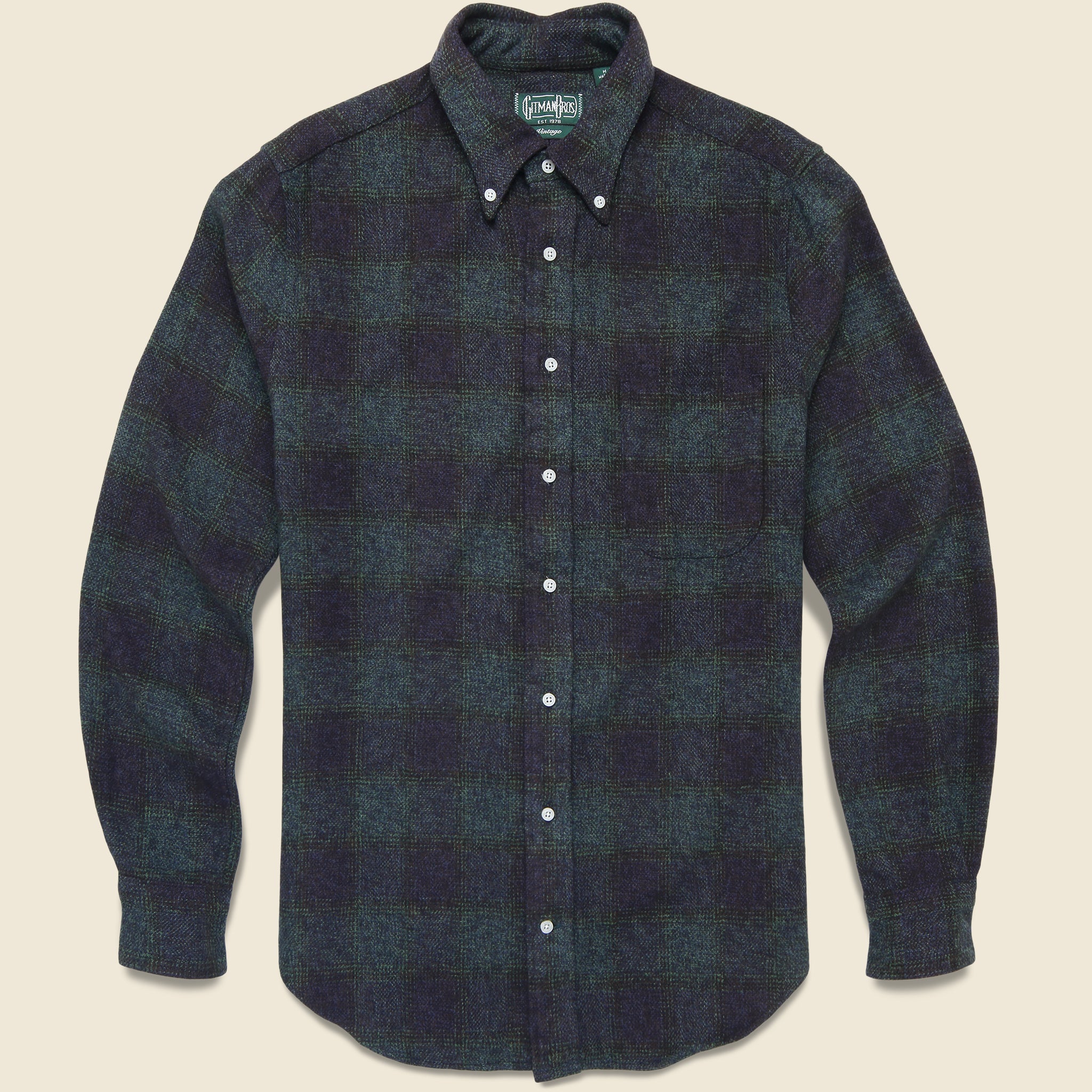 Brushed Cotton Plaid Shirt - Navy
