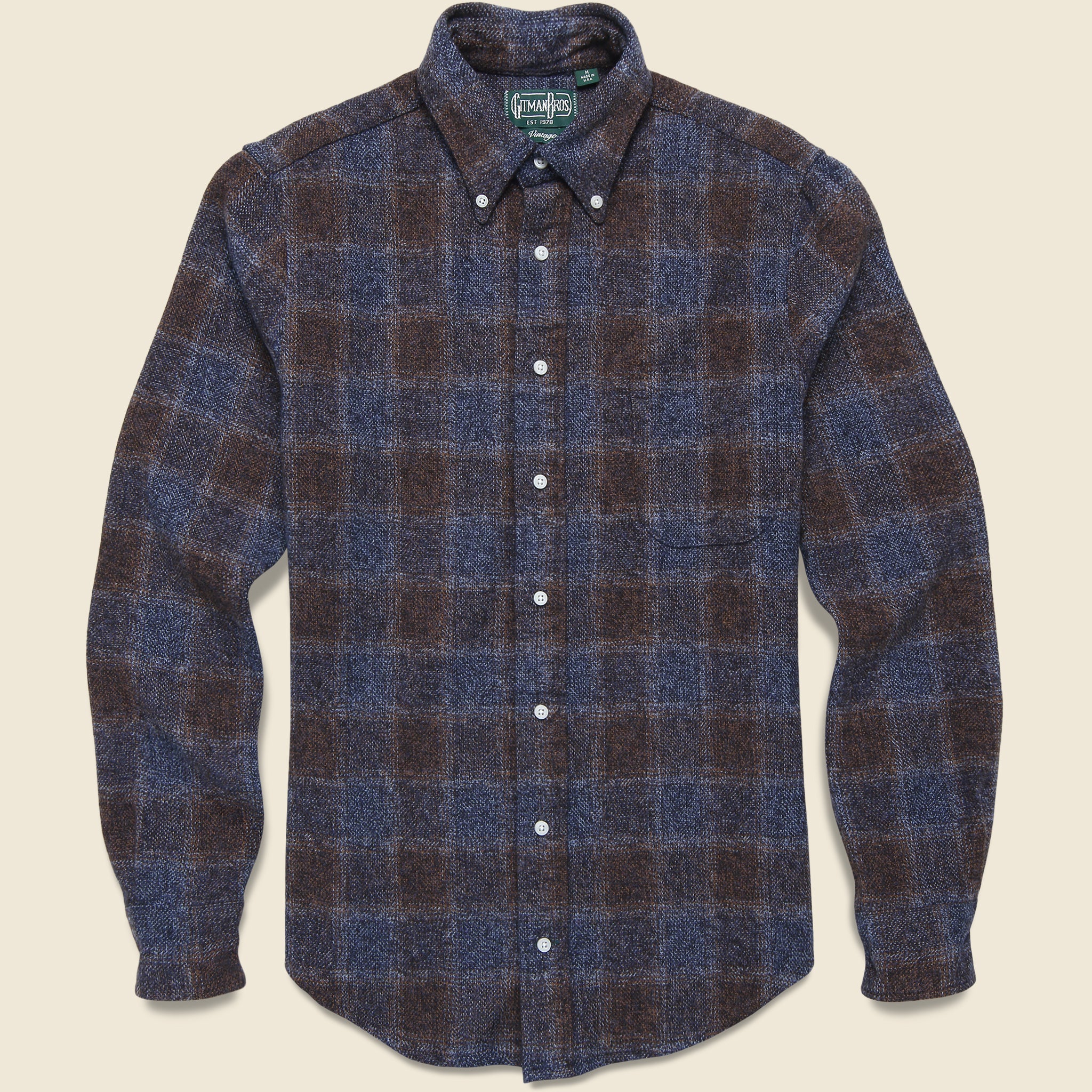 Brushed Cotton Plaid Shirt - Brown - Gitman Vintage - STAG Provisions - Tops - L/S Woven - Plaid