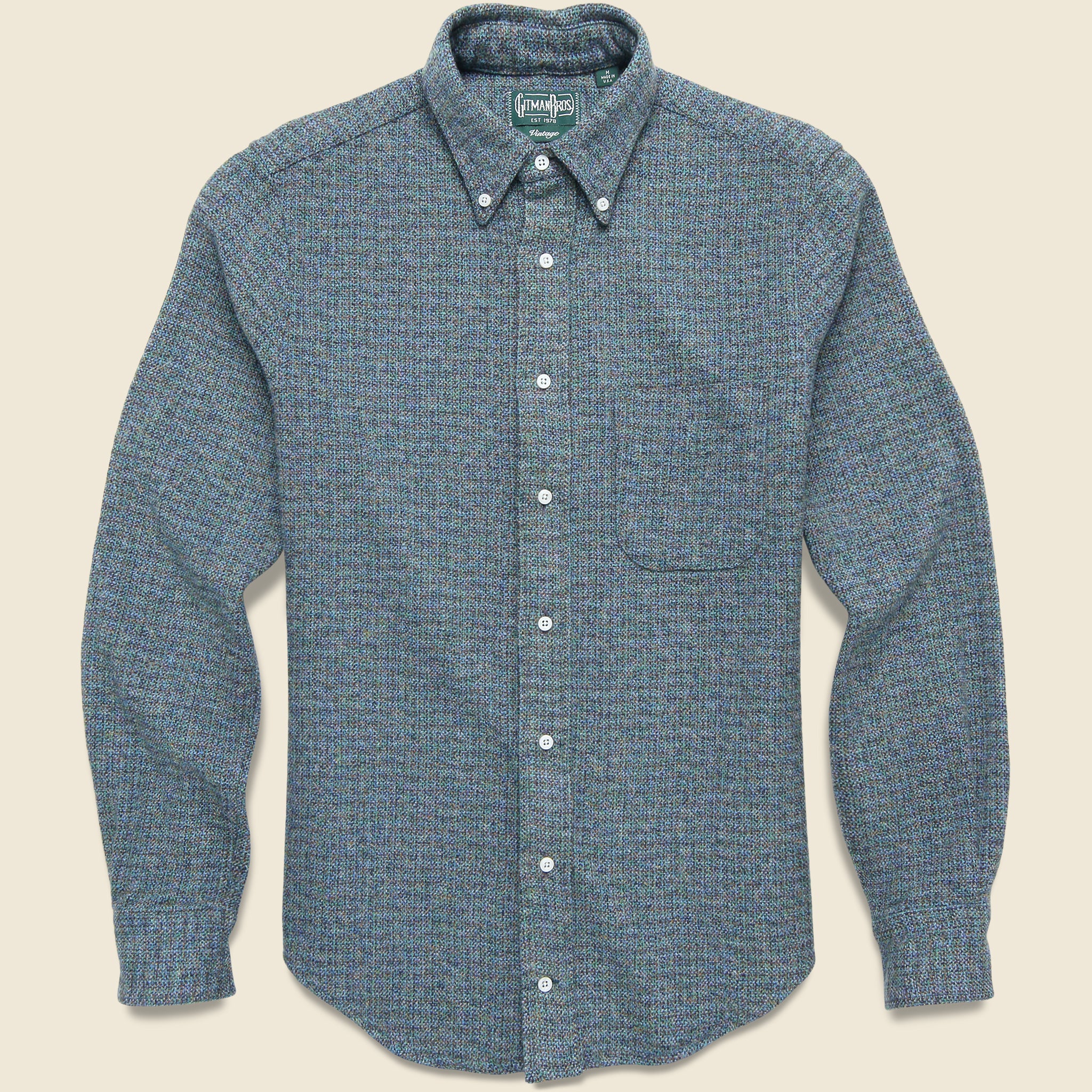 Brushed Cotton Fleck Shirt - Blue