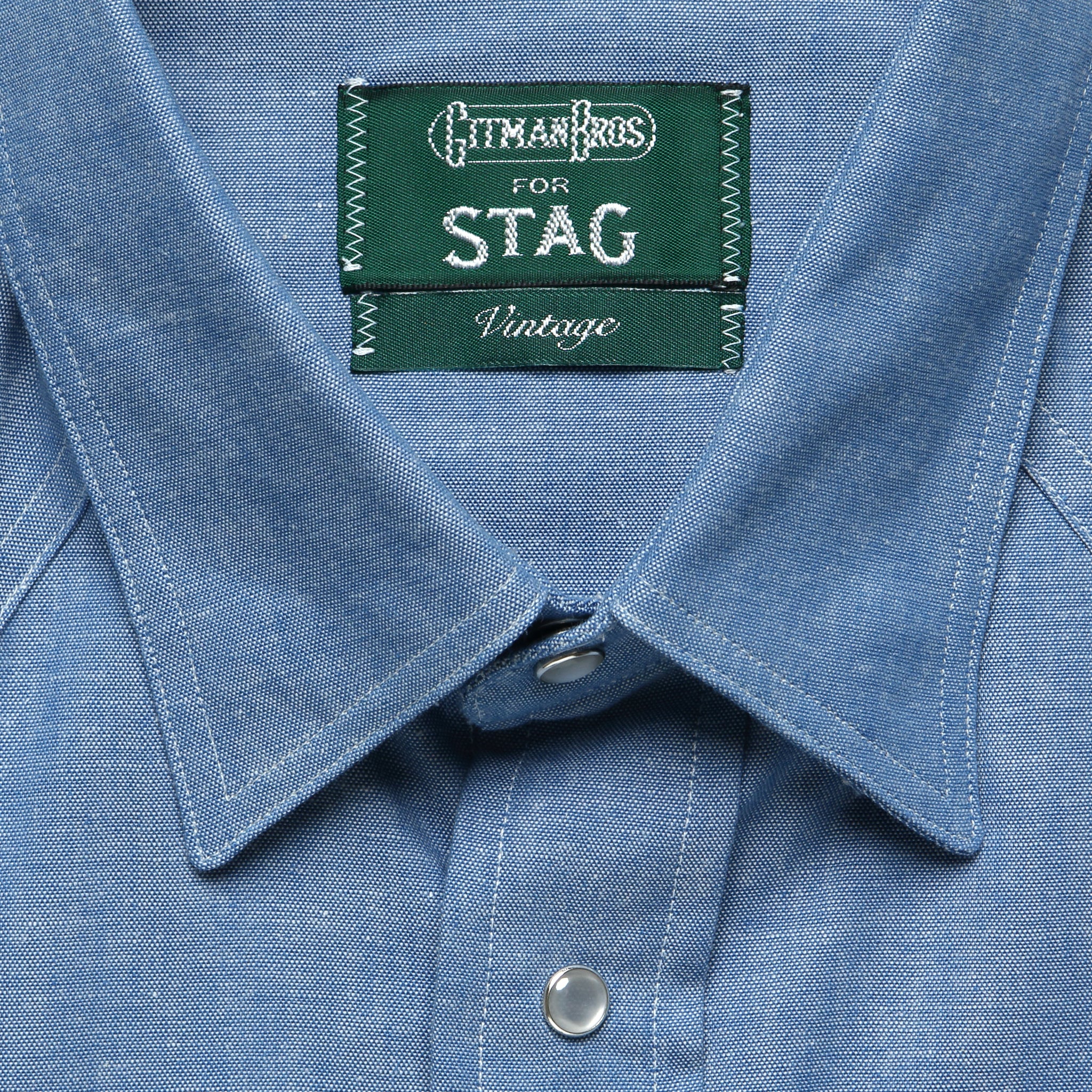 Howdy Embroidered Chambray Western Shirt - Chambray - Gitman Vintage - STAG Provisions - Tops - L/S Woven - Other Pattern