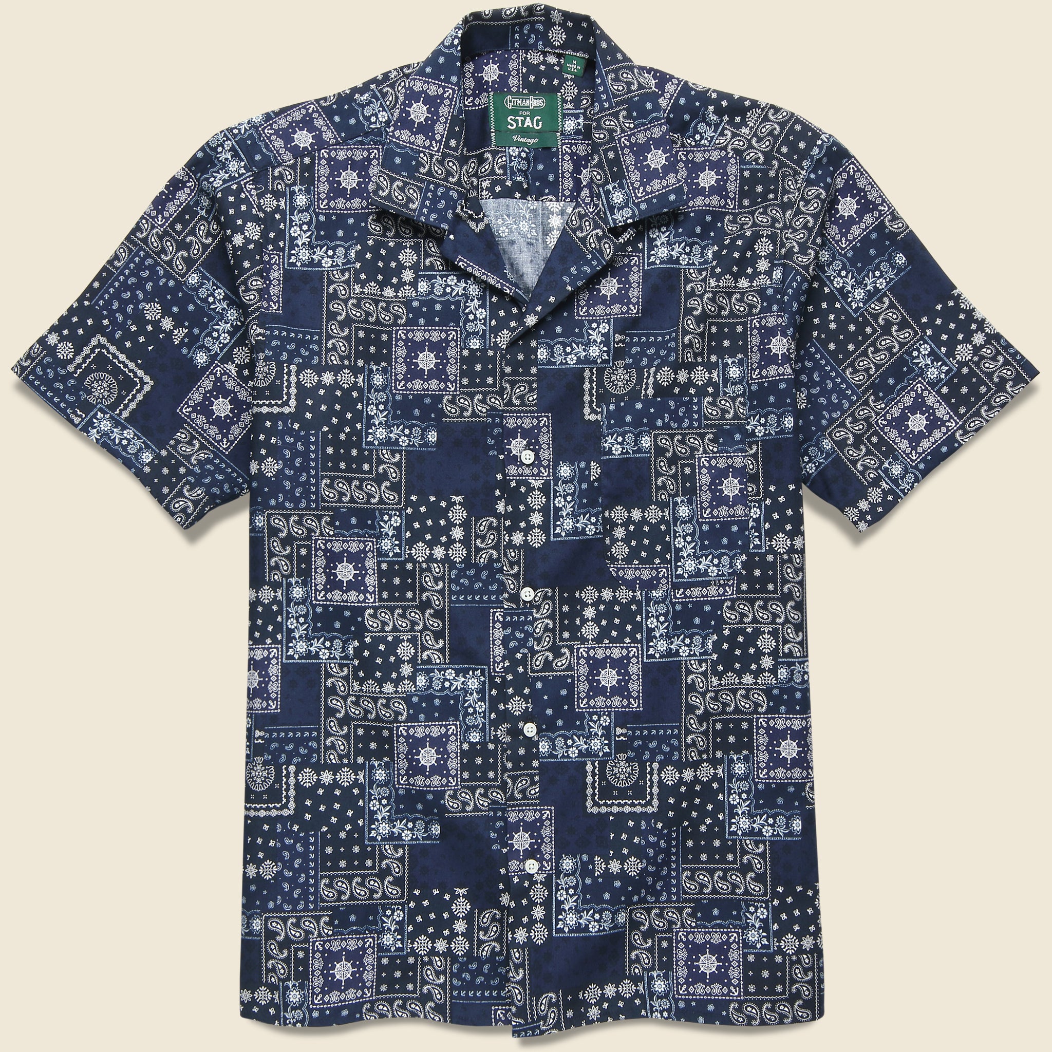 Indigo Bandana Camp Shirt - Indigo - Gitman Vintage - STAG Provisions - Tops - S/S Woven - Other Pattern